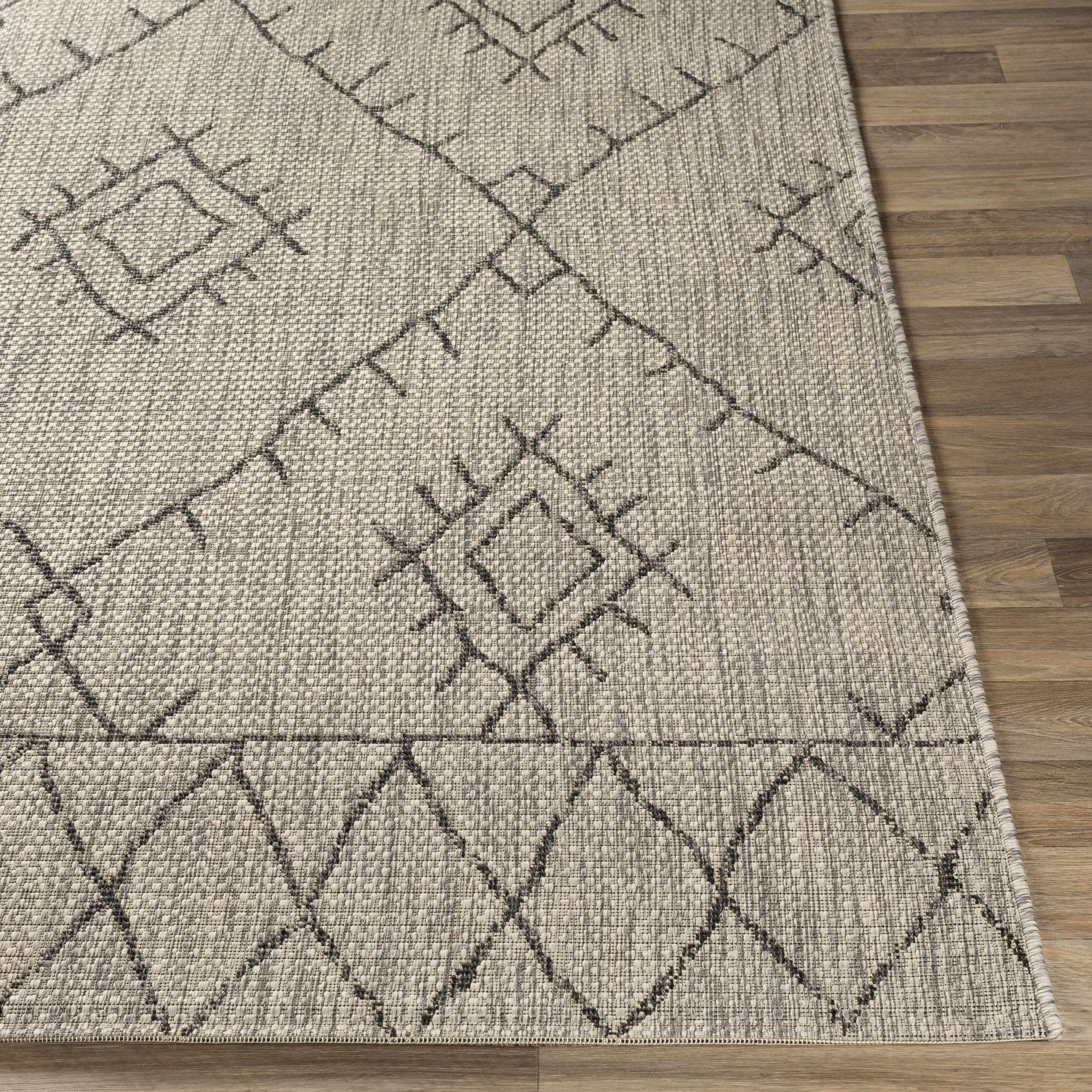 Contemporary Beige, Black and Charcoal Multi Size Outdoor Area Rug - Image 8