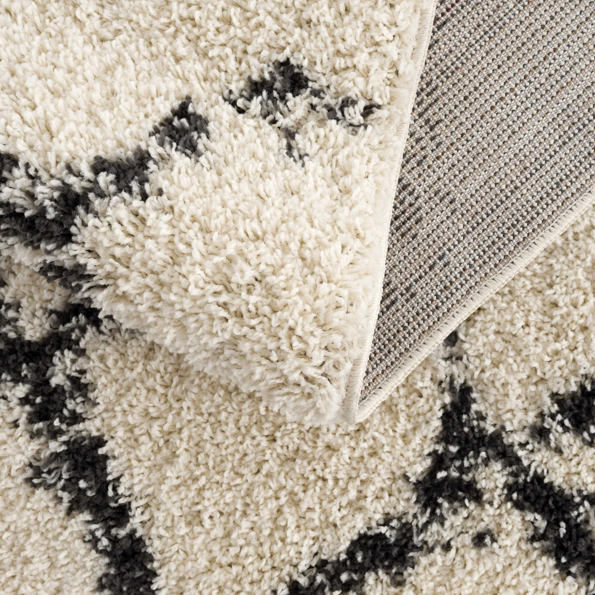 Modern Contemporary Beige and Charcoal Tribal Trellis Plush Pile Area Rug - Image 11