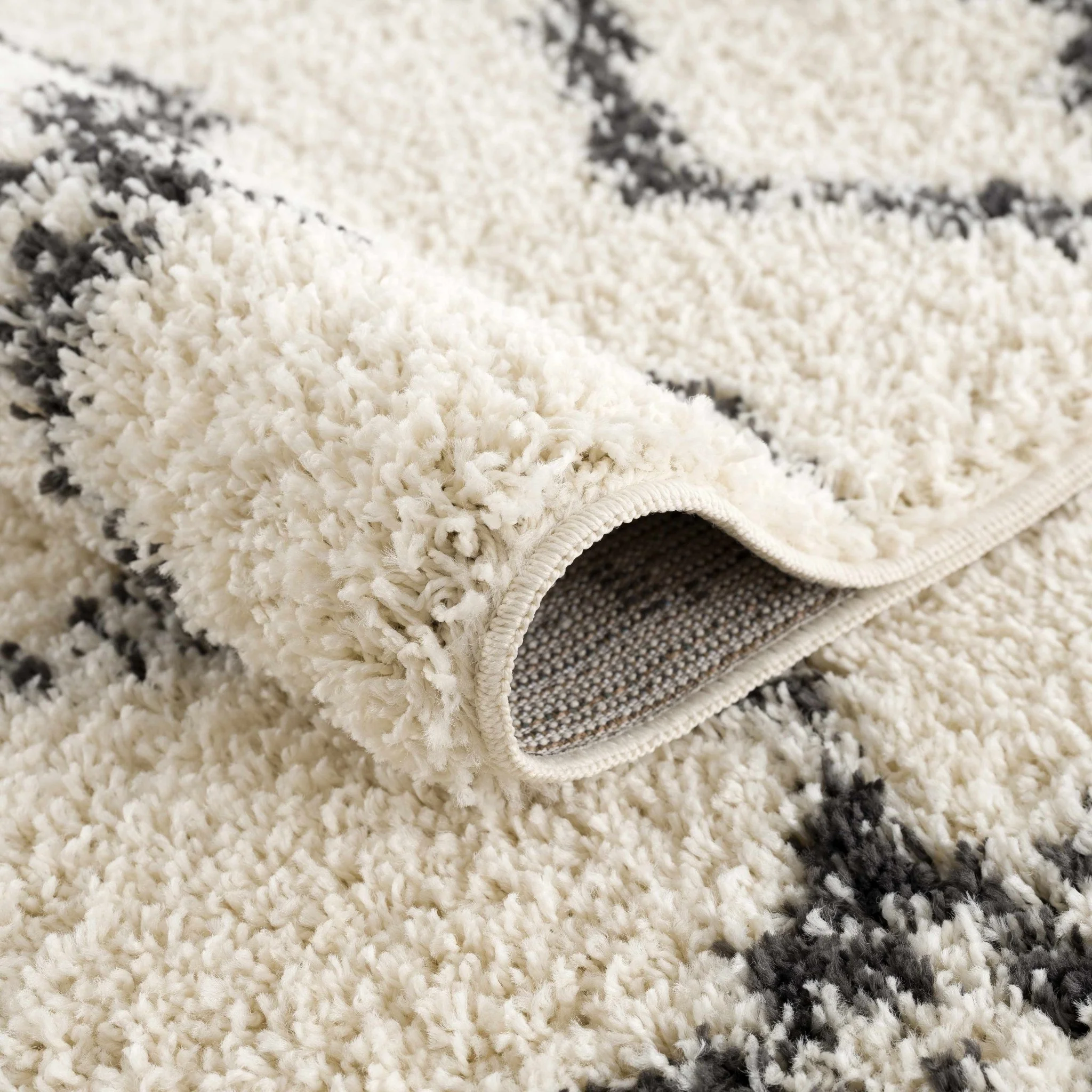 Modern Contemporary Beige and Charcoal Tribal Trellis Plush Pile Area Rug - Image 13