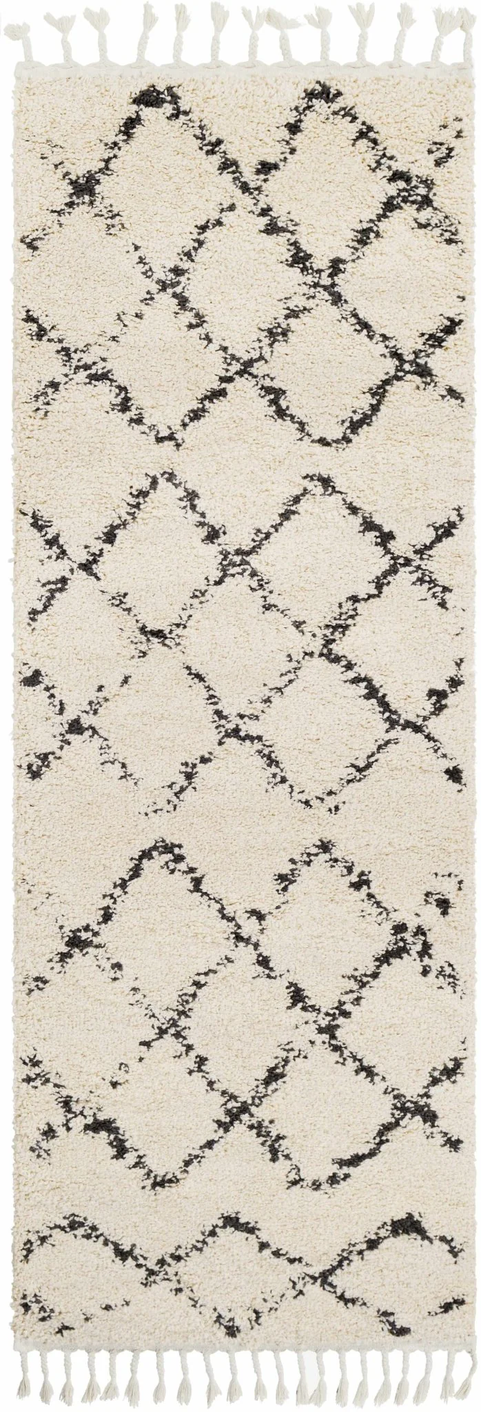 Modern Contemporary Beige and Charcoal Tribal Trellis Plush Pile Area Rug - Image 6