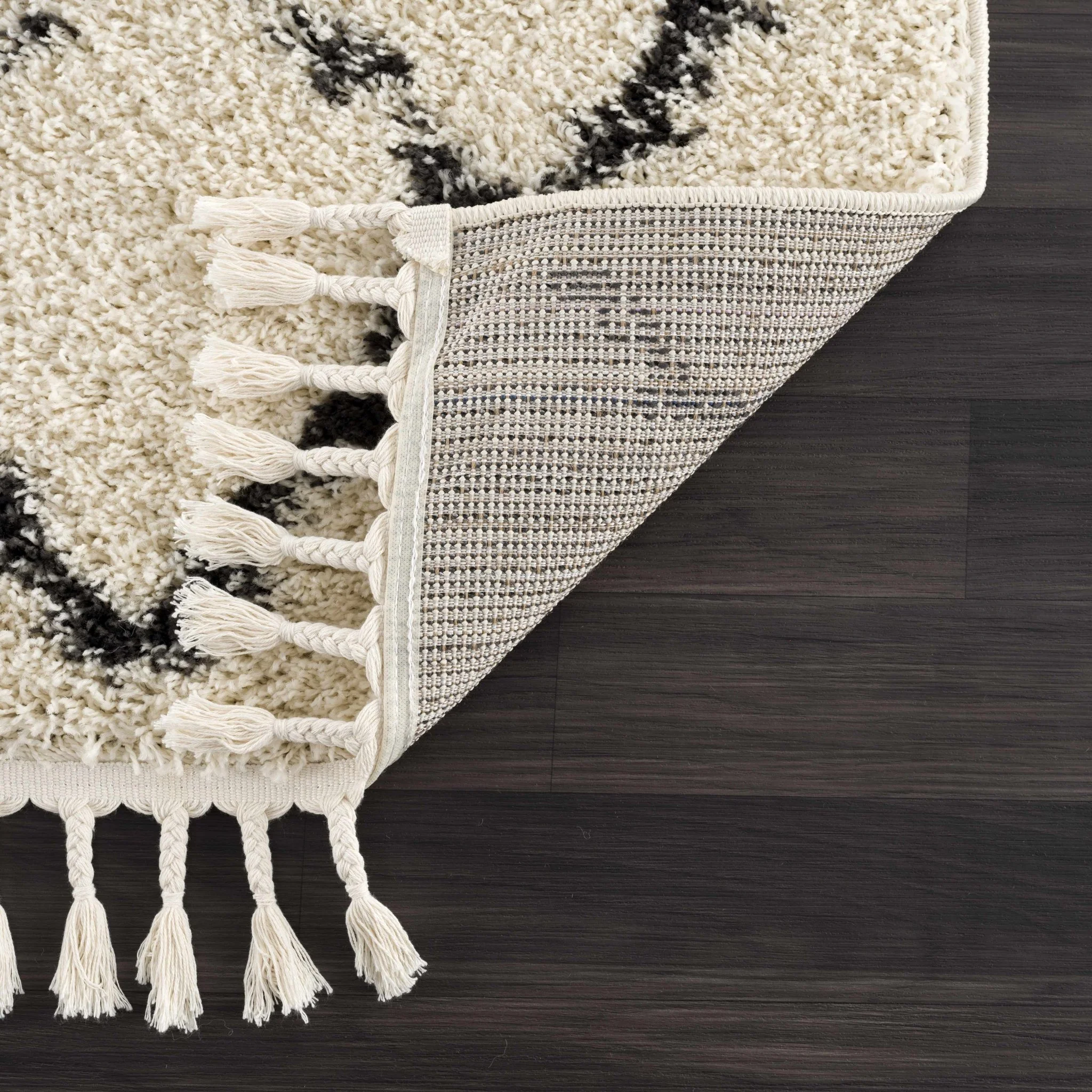 Modern Contemporary Beige and Charcoal Tribal Trellis Plush Pile Area Rug - Image 9