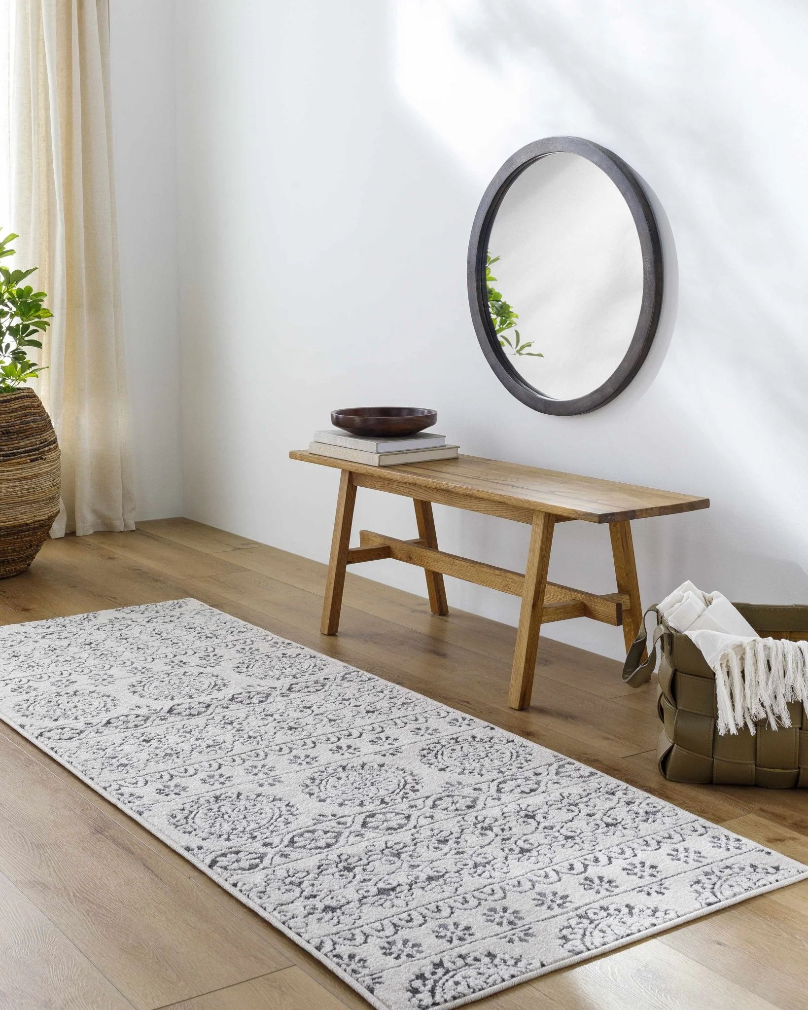 Contemporary Beige and Charcoal Tribal Design Medium Pile Area Rug - Image 16