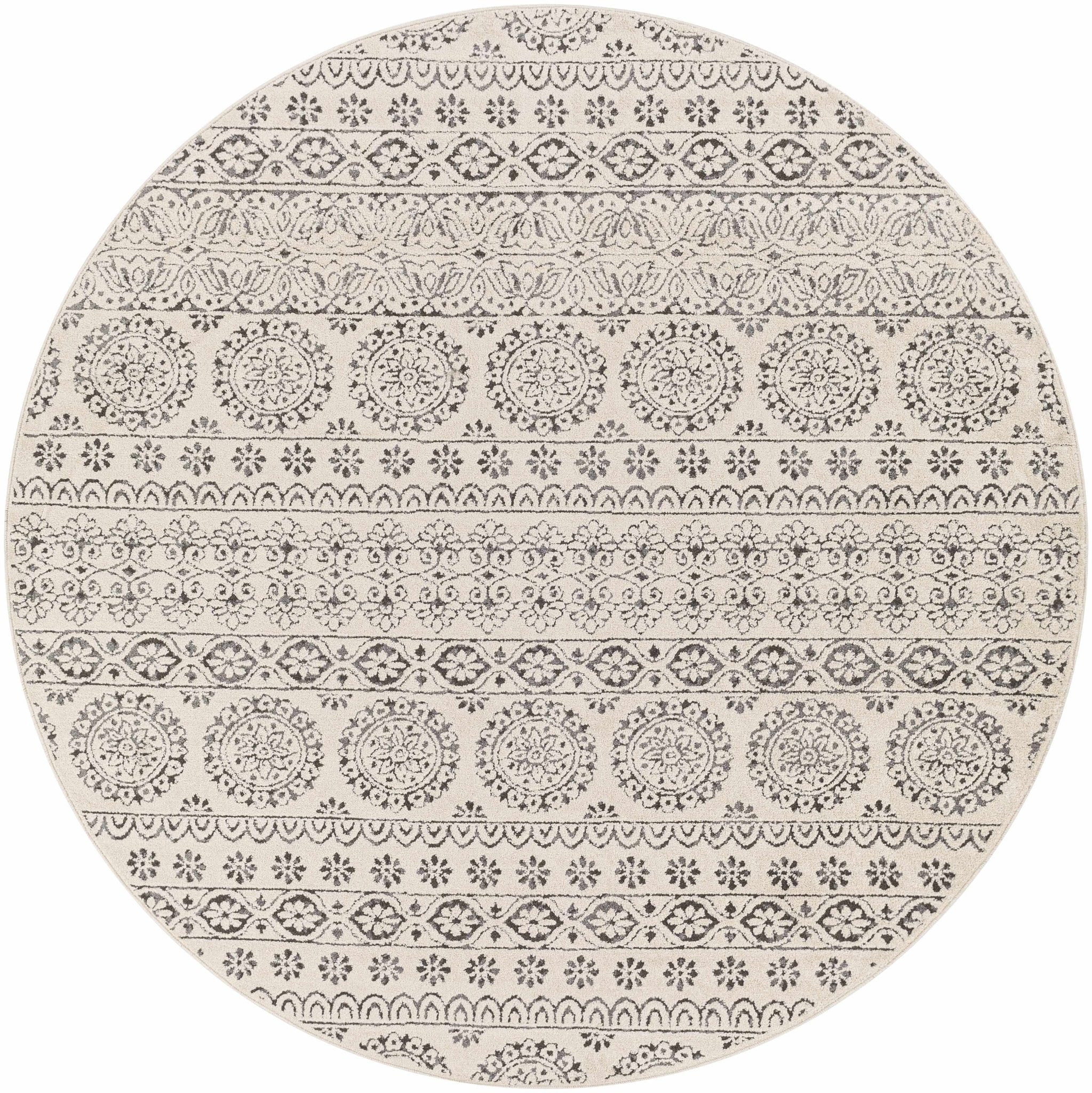 Contemporary Beige and Charcoal Tribal Design Medium Pile Area Rug - Image 6