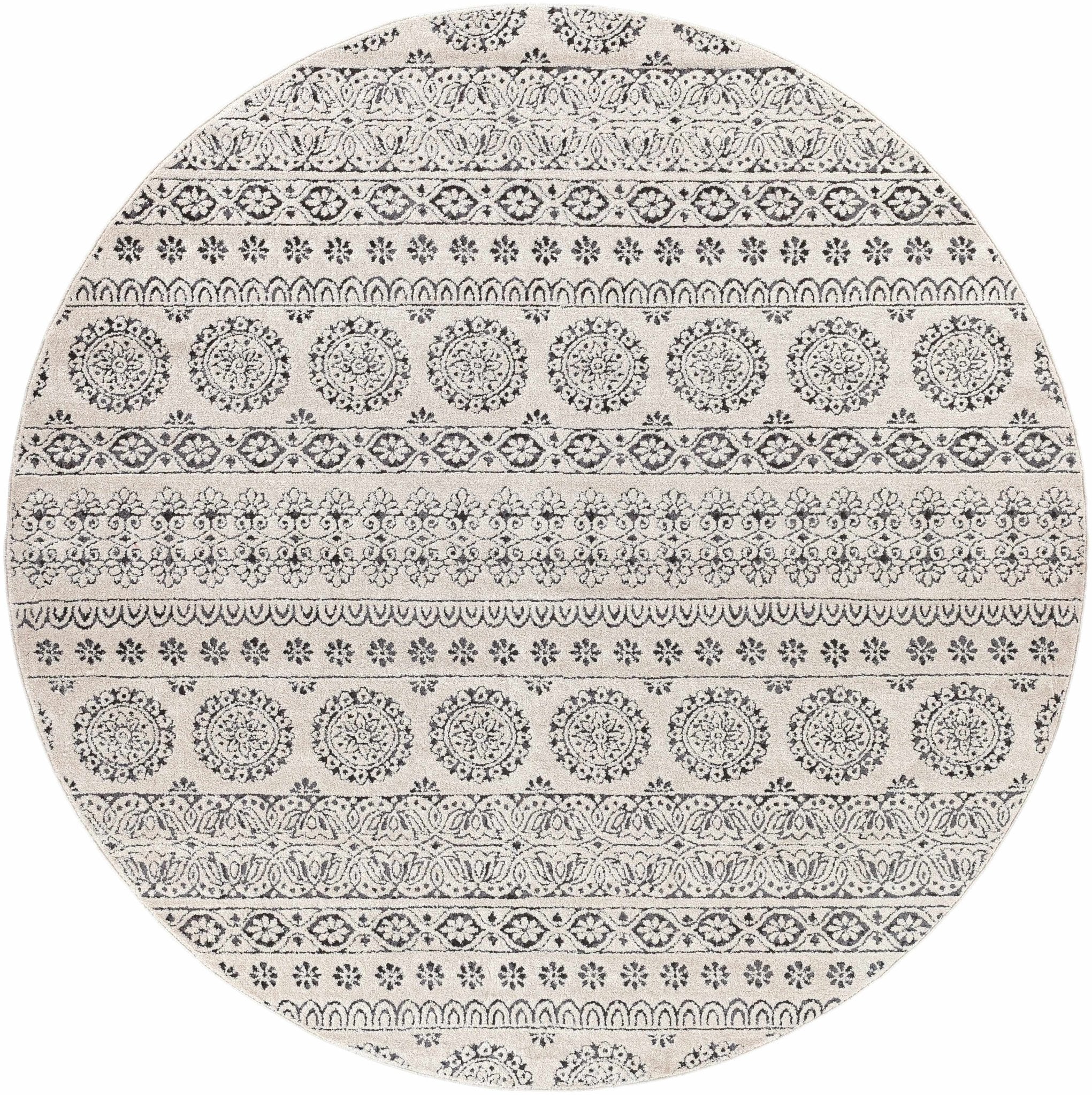 Contemporary Beige and Charcoal Tribal Design Medium Pile Area Rug - Image 8