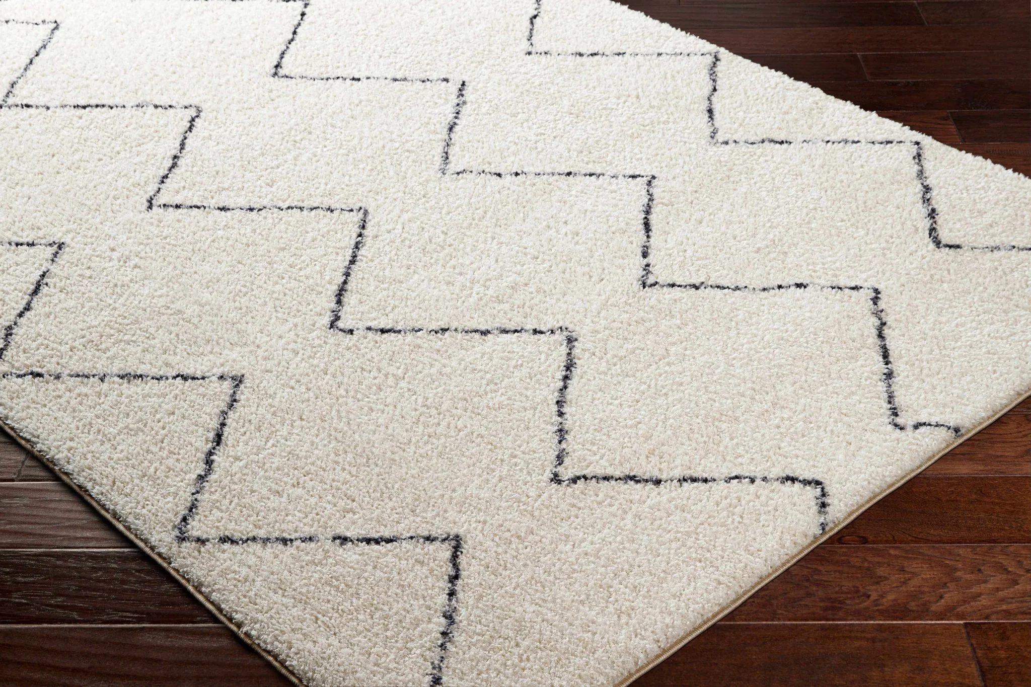 Modern Contemporary Moroccan Design Beige and Dark Purple High Pile Area Rug - Image 5