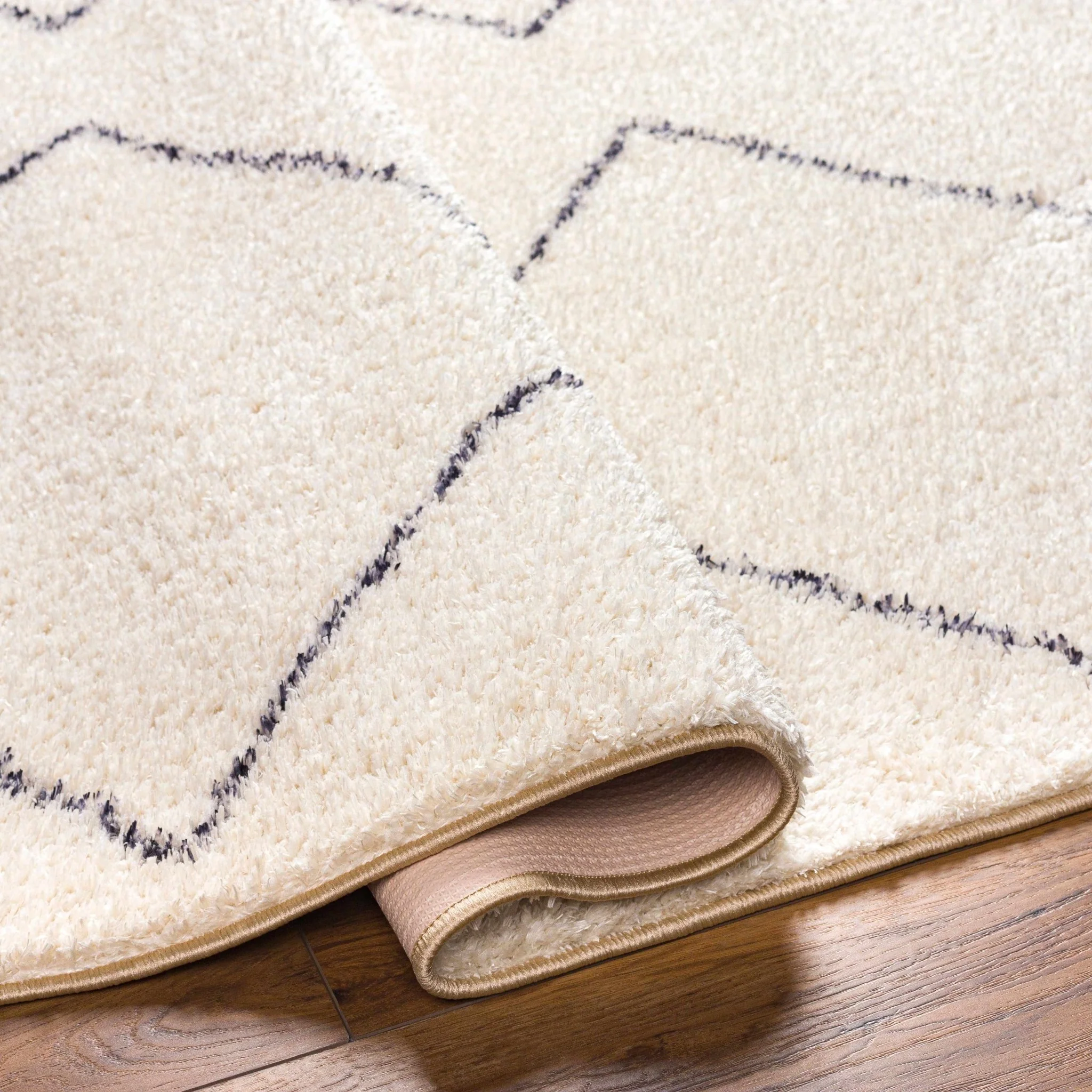 Modern Contemporary Moroccan Design Beige and Dark Purple High Pile Area Rug - Image 6