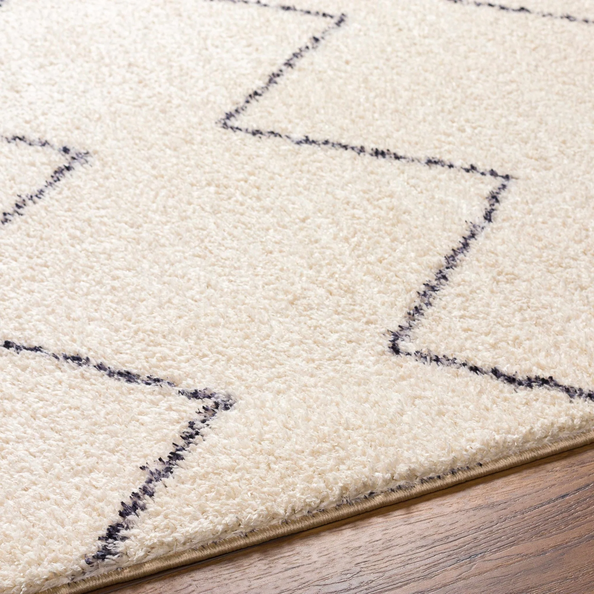 Modern Contemporary Moroccan Design Beige and Dark Purple High Pile Area Rug - Image 7