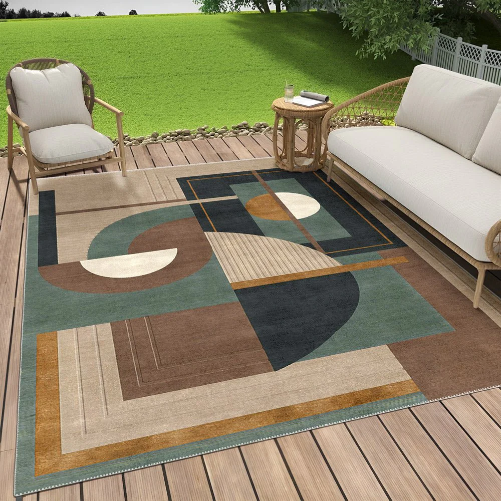 Contemporary Beige Machine Washable Cotton Area Rug - Image 3