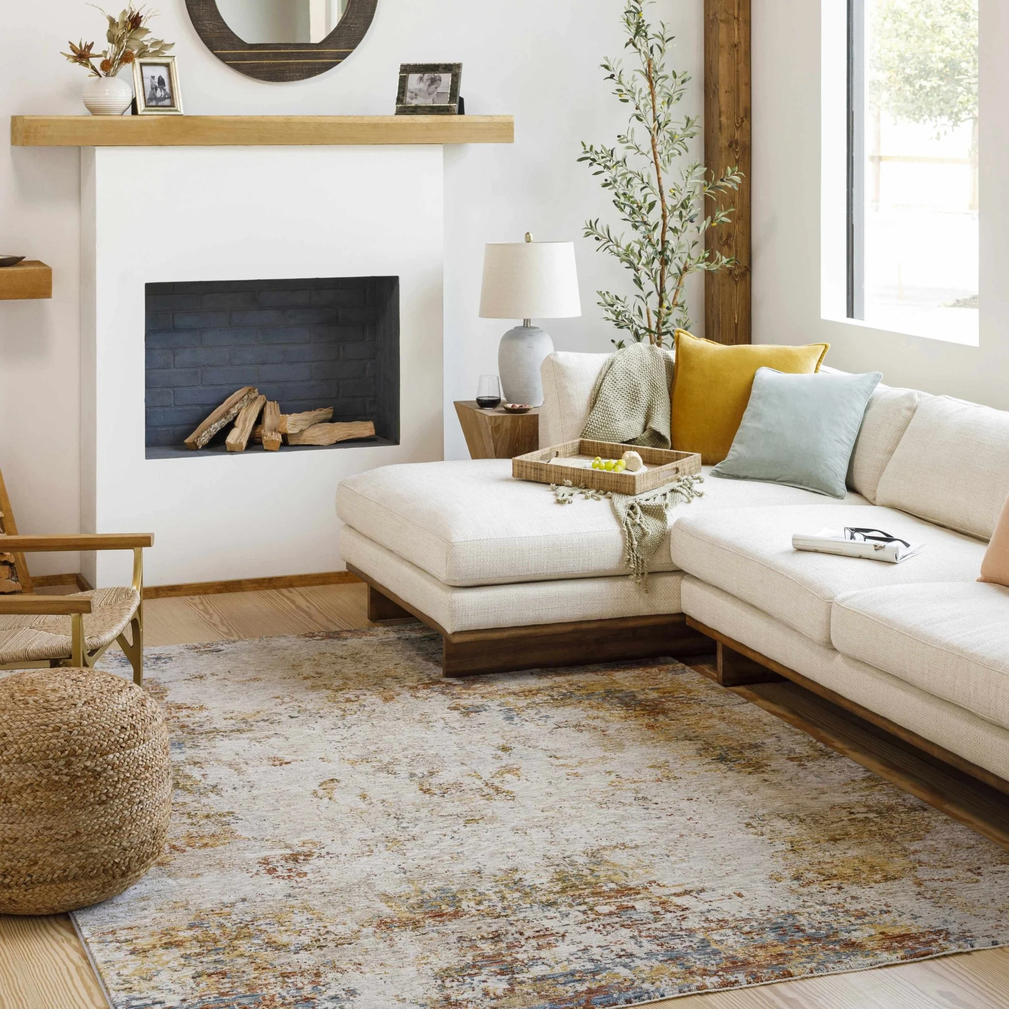 Contemporary Beige Machine Woven Area Rug - Image 6