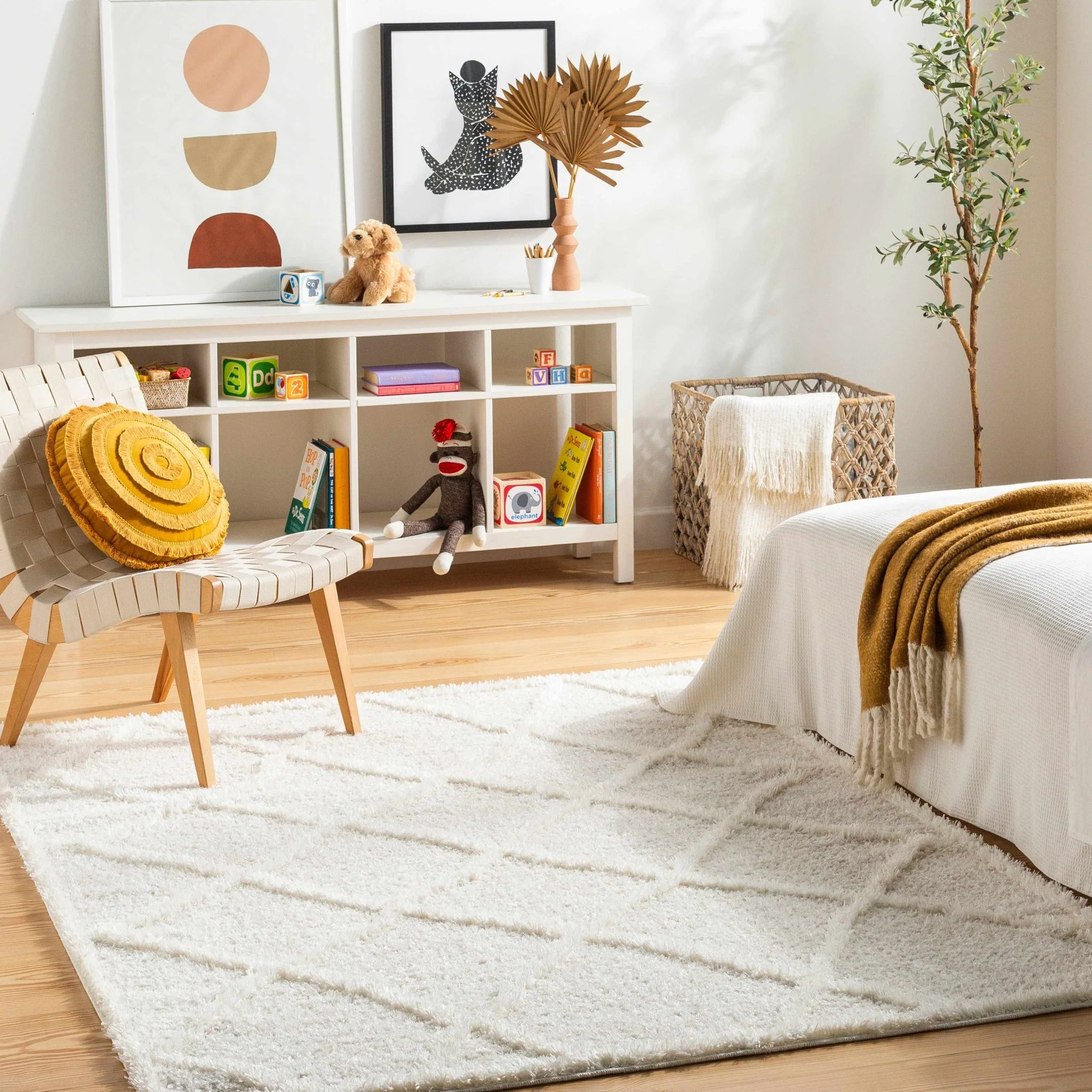 Modern Contemporary Beige Machine Woven Plush Pile Area Rug - Image 8