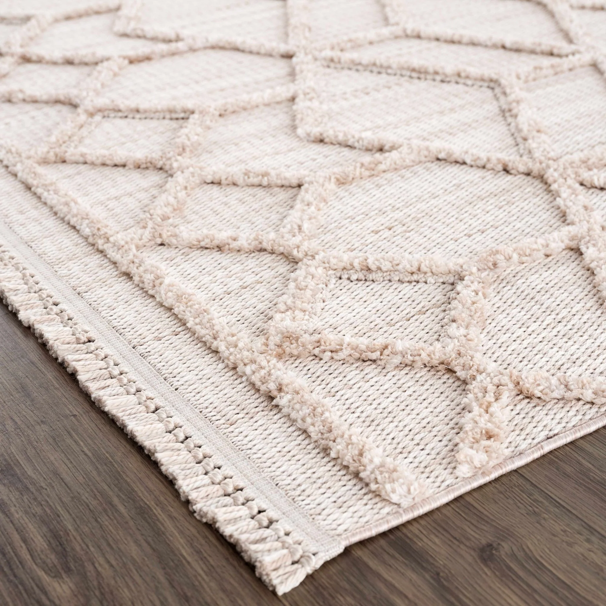 Contemporary Beige and Light Peach High/Low pile Texture Area Rug - Image 20