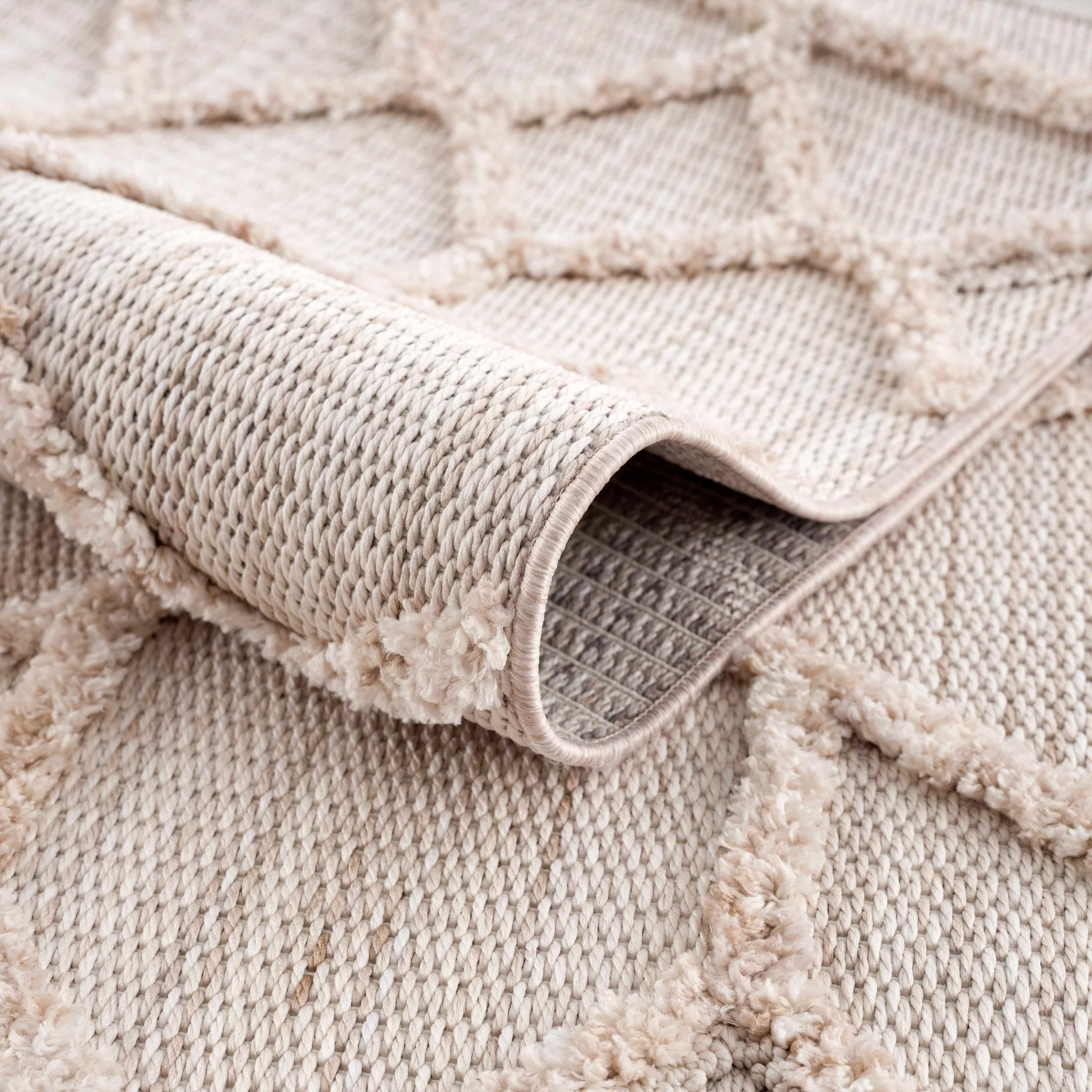 Contemporary Beige and Light Peach High/Low pile Texture Area Rug - Image 22