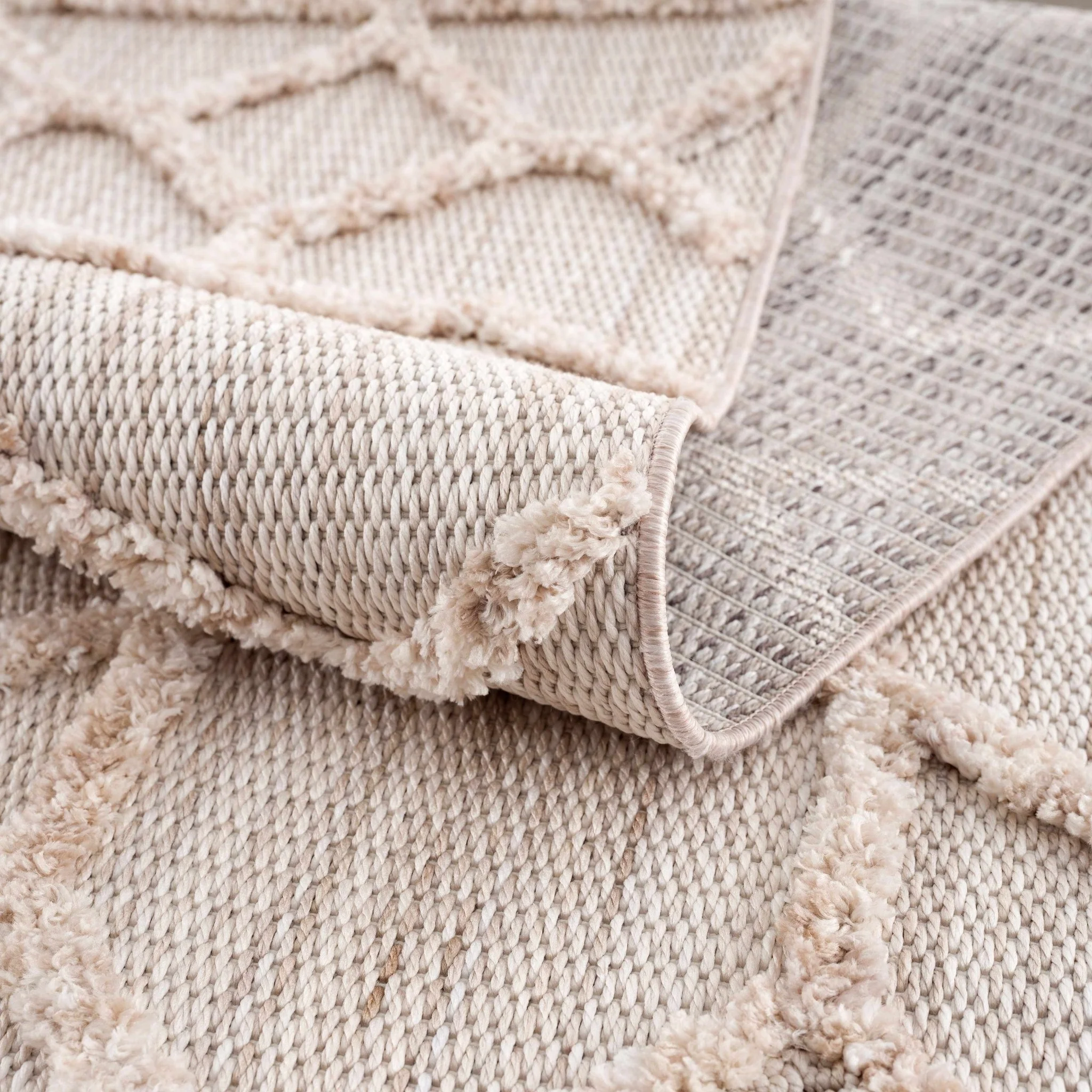 Contemporary Beige and Light Peach High/Low pile Texture Area Rug - Image 23