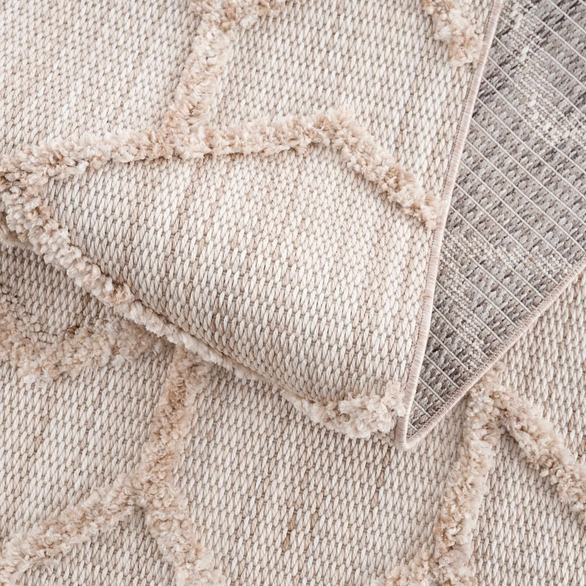 Contemporary Beige and Light Peach High/Low pile Texture Area Rug - Image 24