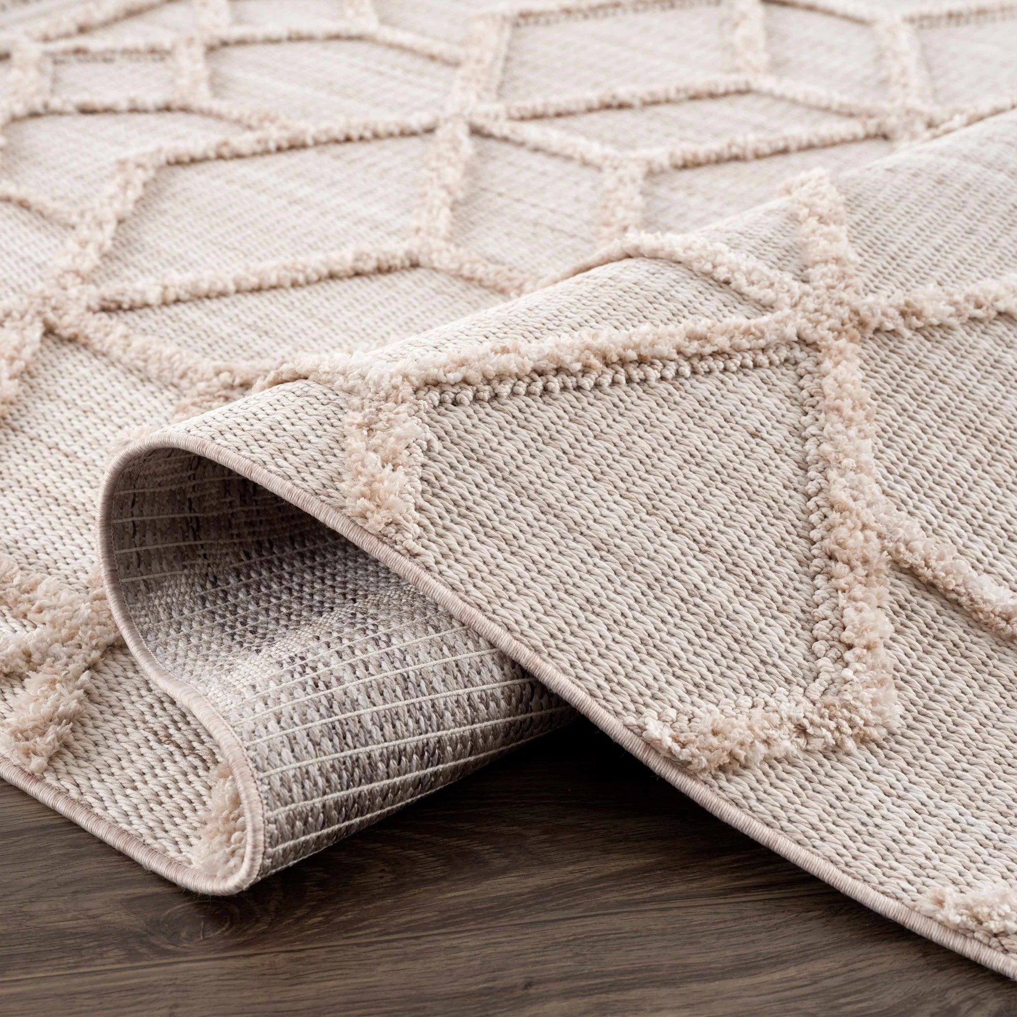Contemporary Beige and Light Peach High/Low pile Texture Area Rug - Image 25