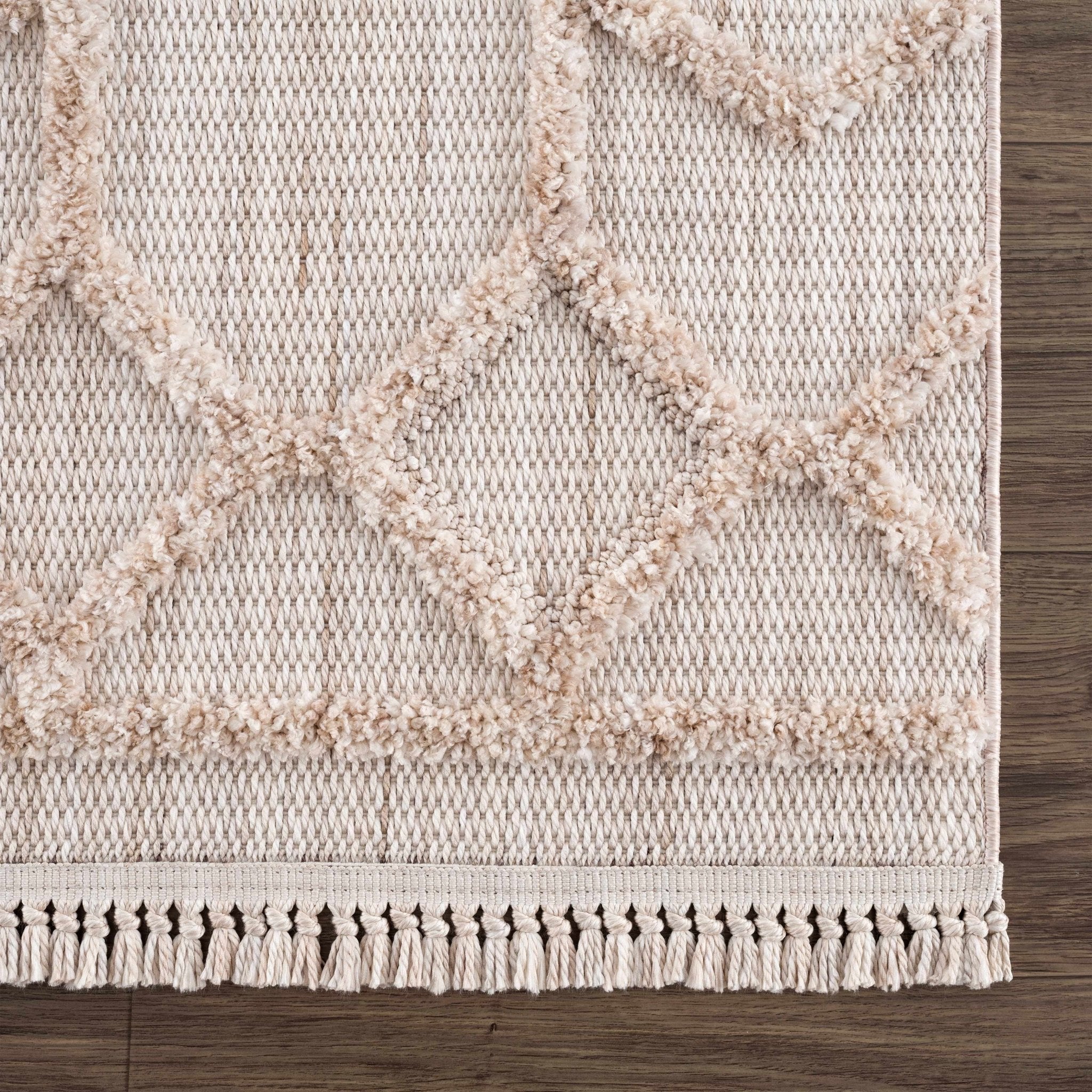 Contemporary Beige and Light Peach High/Low pile Texture Area Rug - Image 26