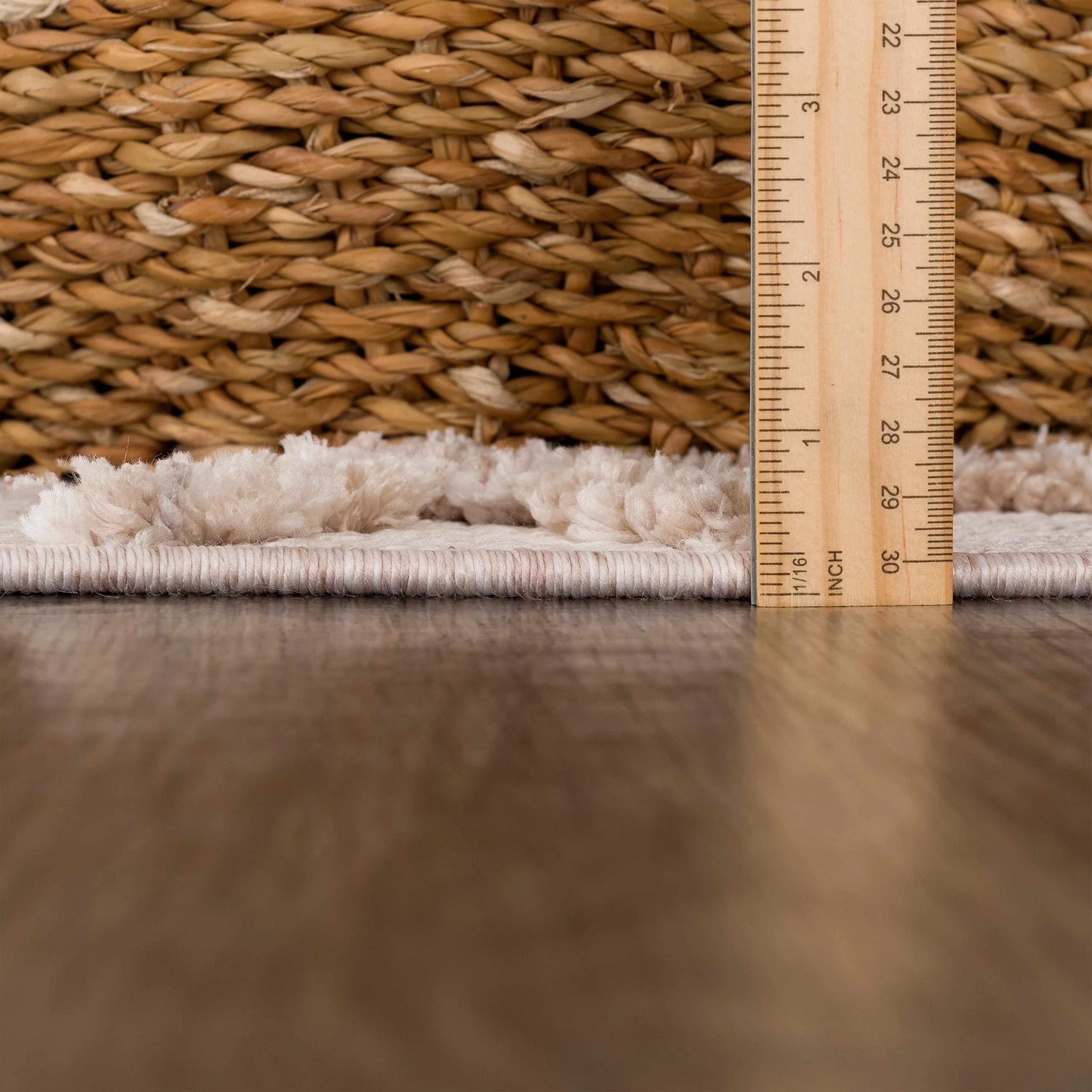 Contemporary Beige and Light Peach High/Low pile Texture Area Rug - Image 27