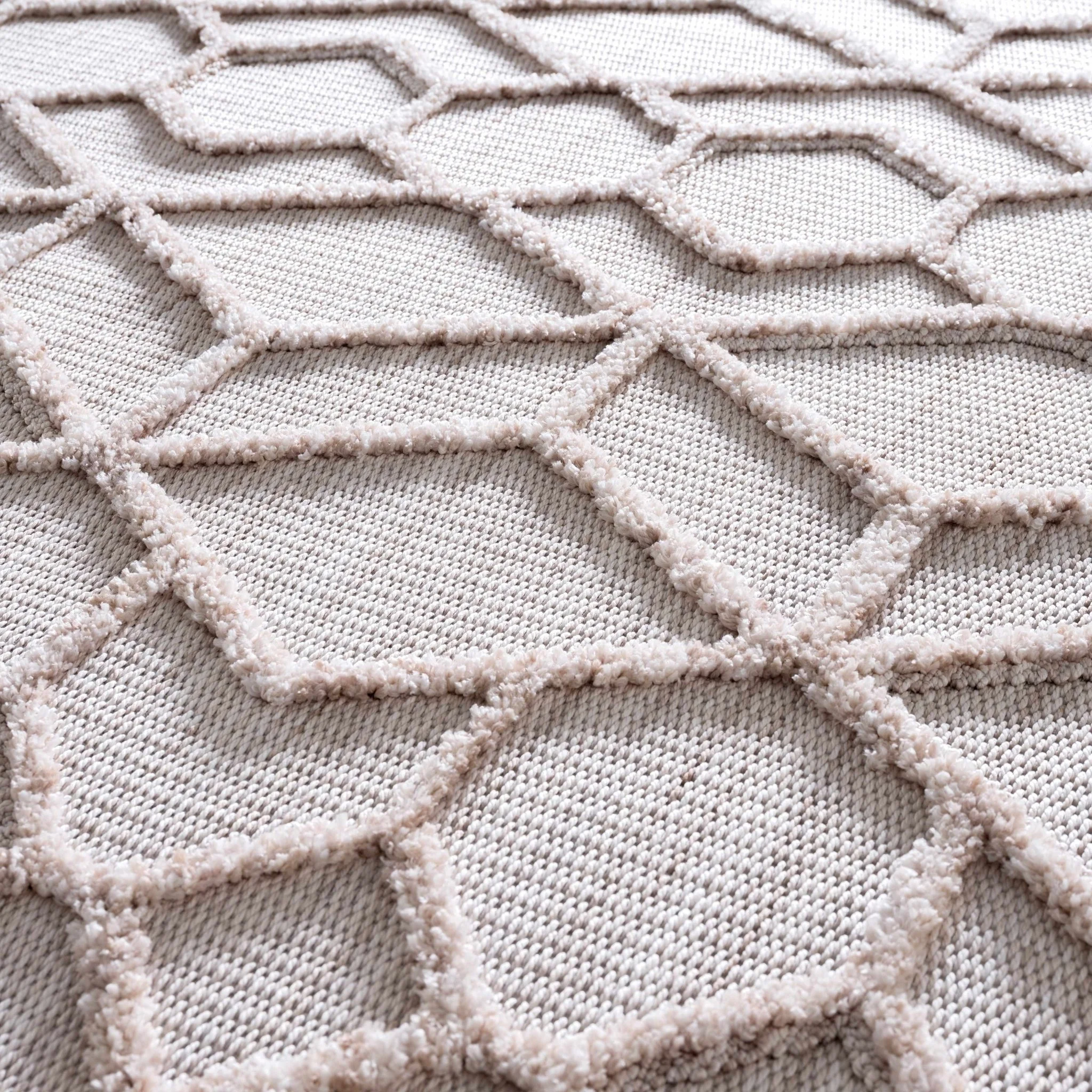 Contemporary Beige and Light Peach High/Low pile Texture Area Rug - Image 29
