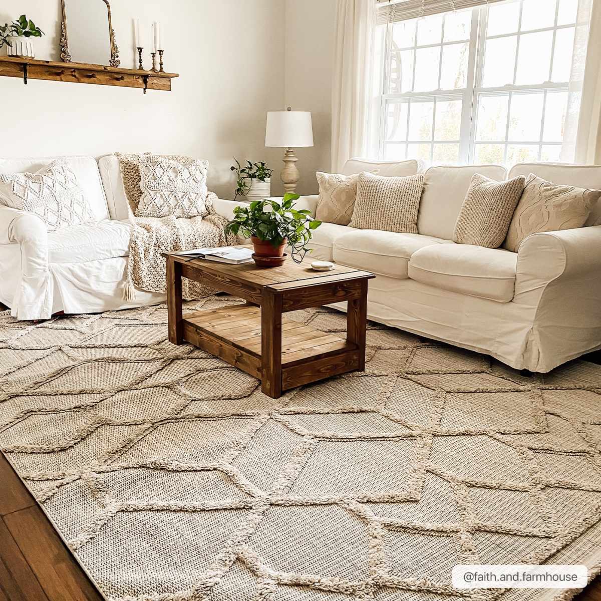 Contemporary Beige and Light Peach High/Low pile Texture Area Rug - Image 5