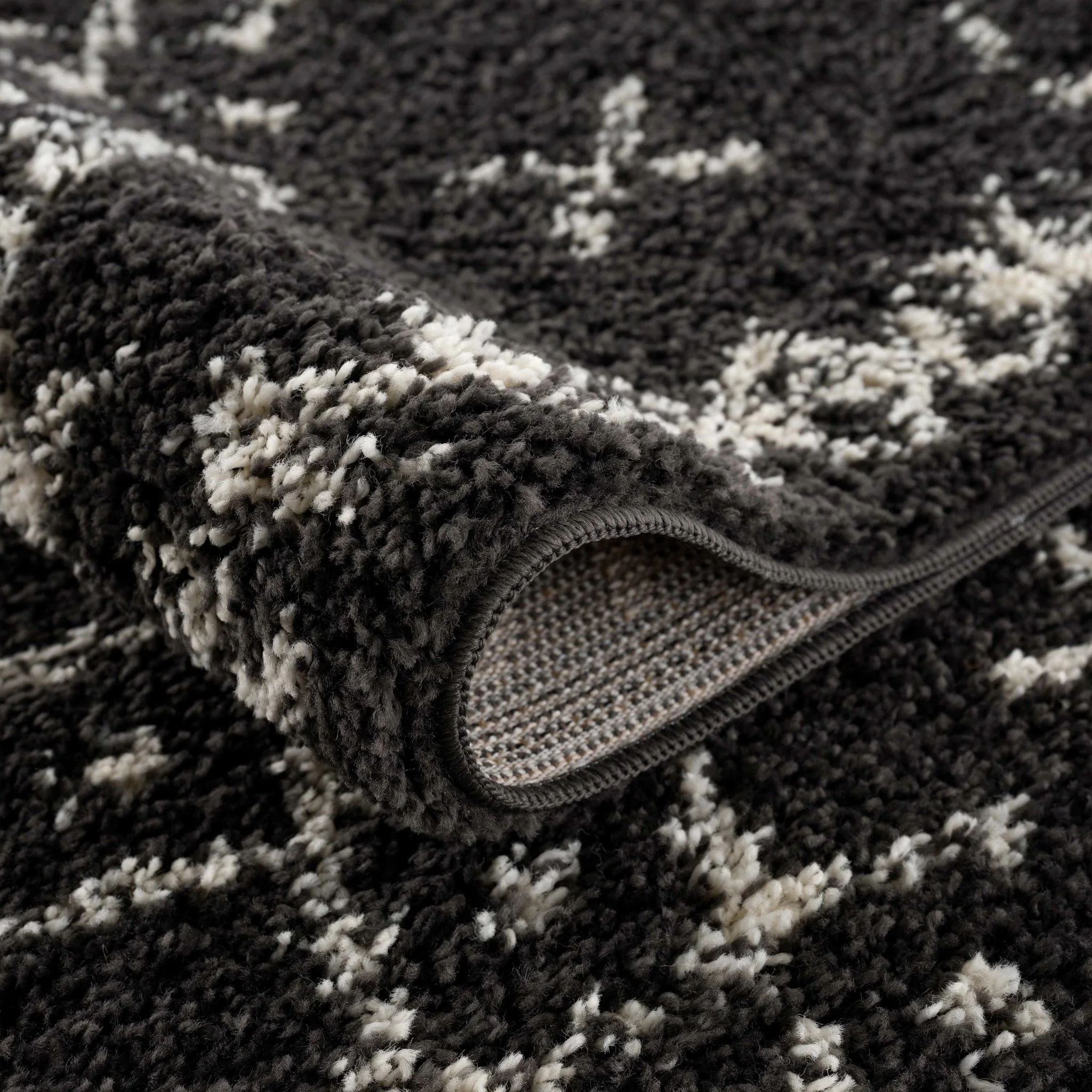 Contemporary Black and Beige Tribal Design Plush Pile Area Rug - Image 11