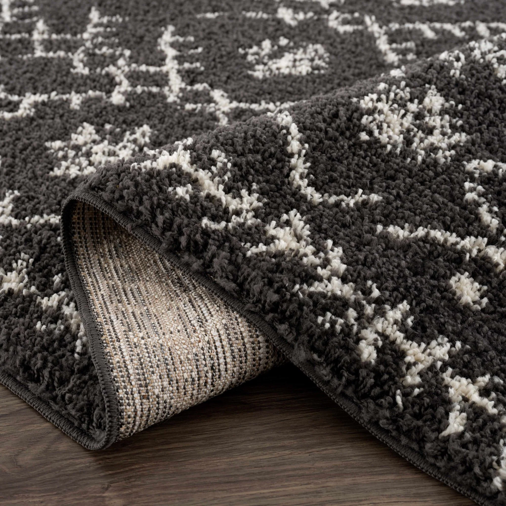 Contemporary Black and Beige Tribal Design Plush Pile Area Rug - Image 12