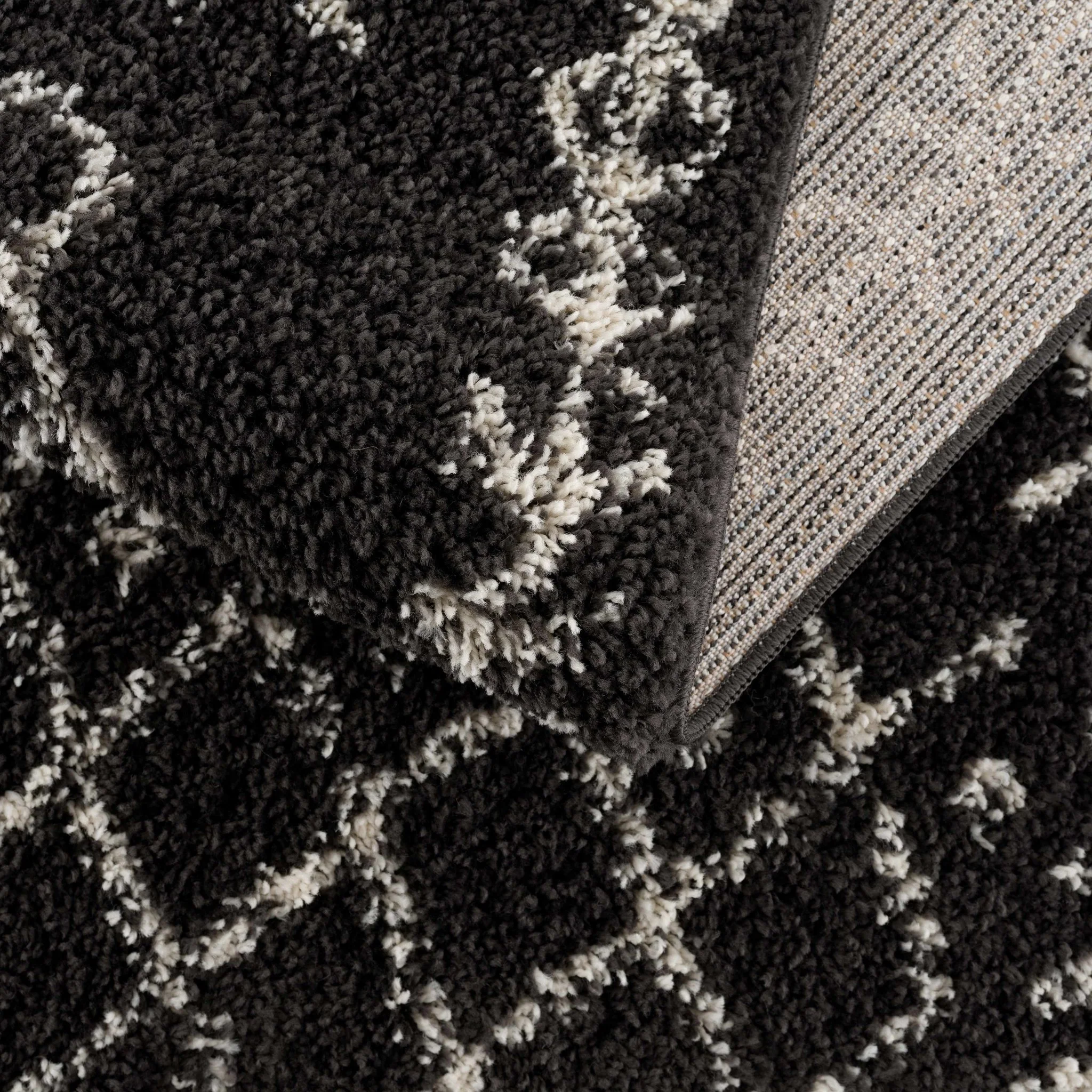 Contemporary Black and Beige Tribal Design Plush Pile Area Rug - Image 13