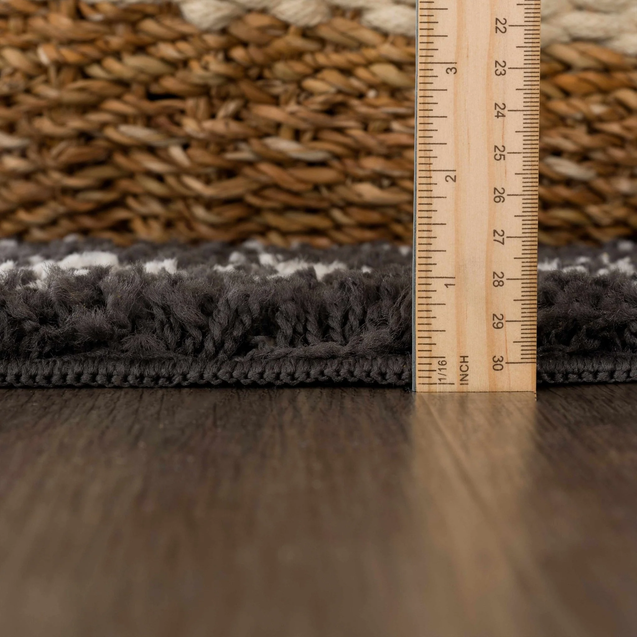 Contemporary Black and Beige Tribal Design Plush Pile Area Rug - Image 15