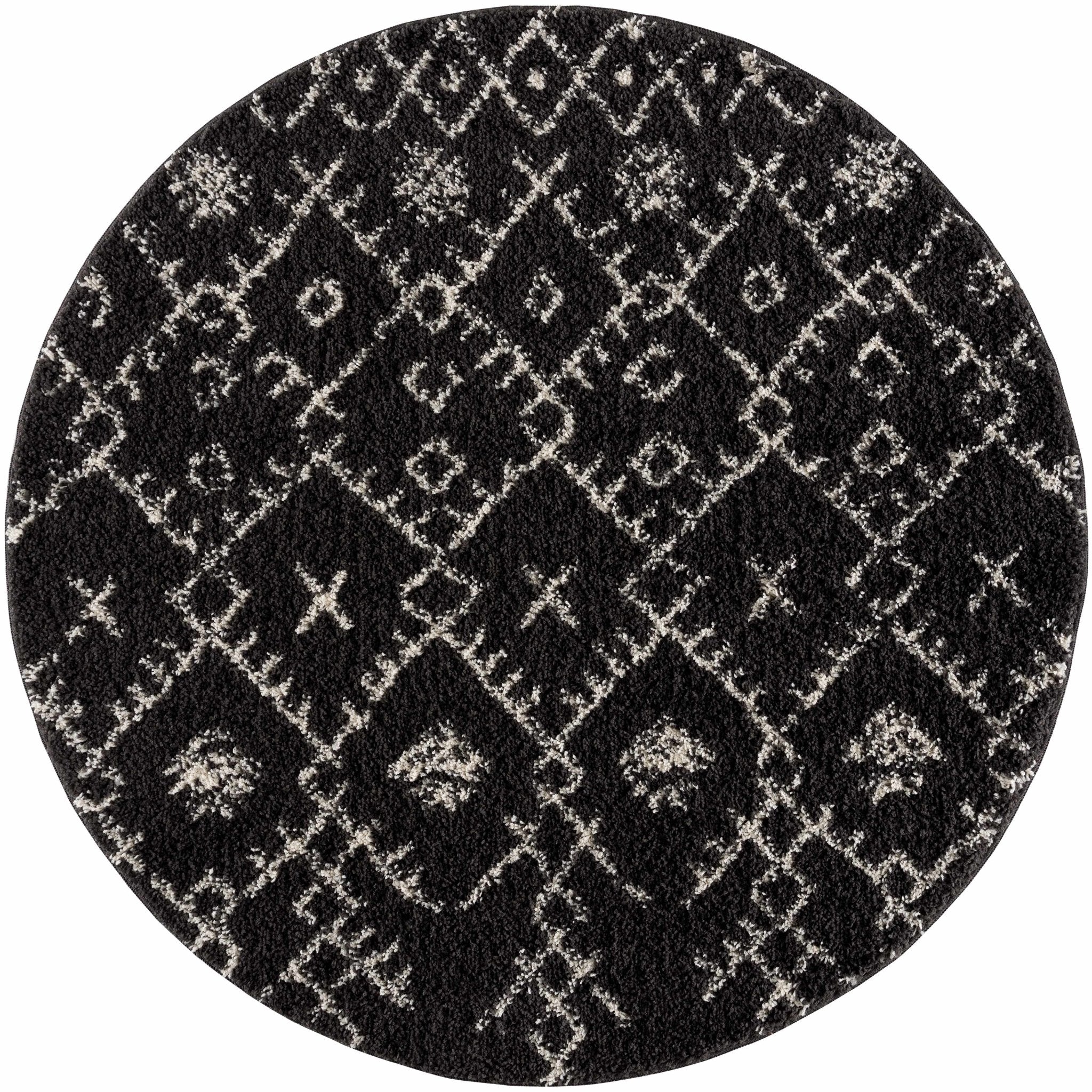 Contemporary Black and Beige Tribal Design Plush Pile Area Rug - Image 7