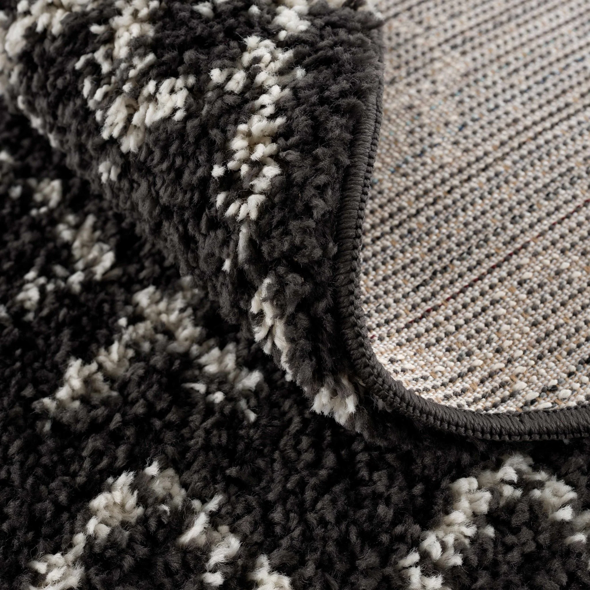 Contemporary Black and Beige Tribal Design Plush Pile Area Rug - Image 8