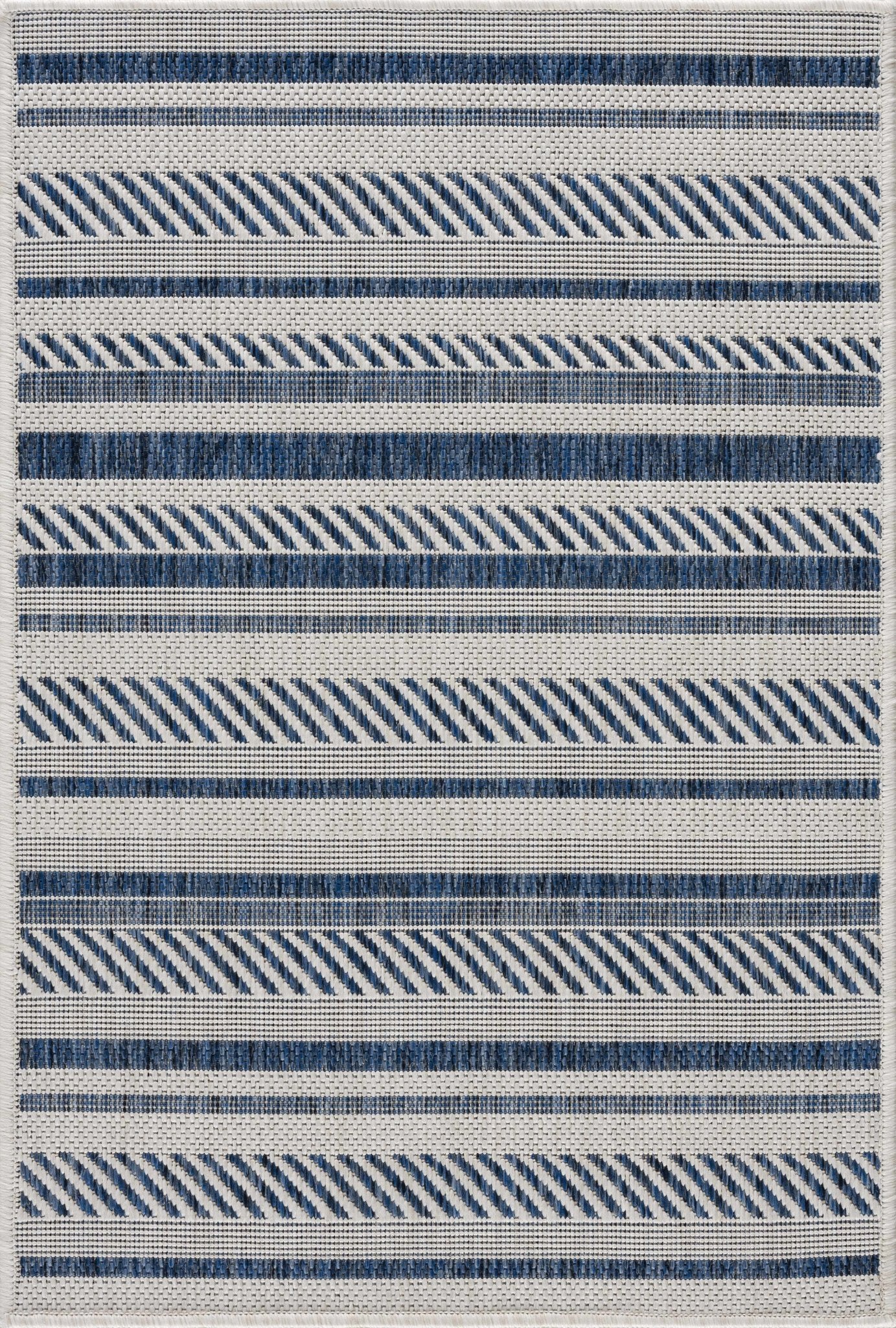 Modern Contemporary Blue and Ivory Stripes Multi Size Area Rug - Image 12