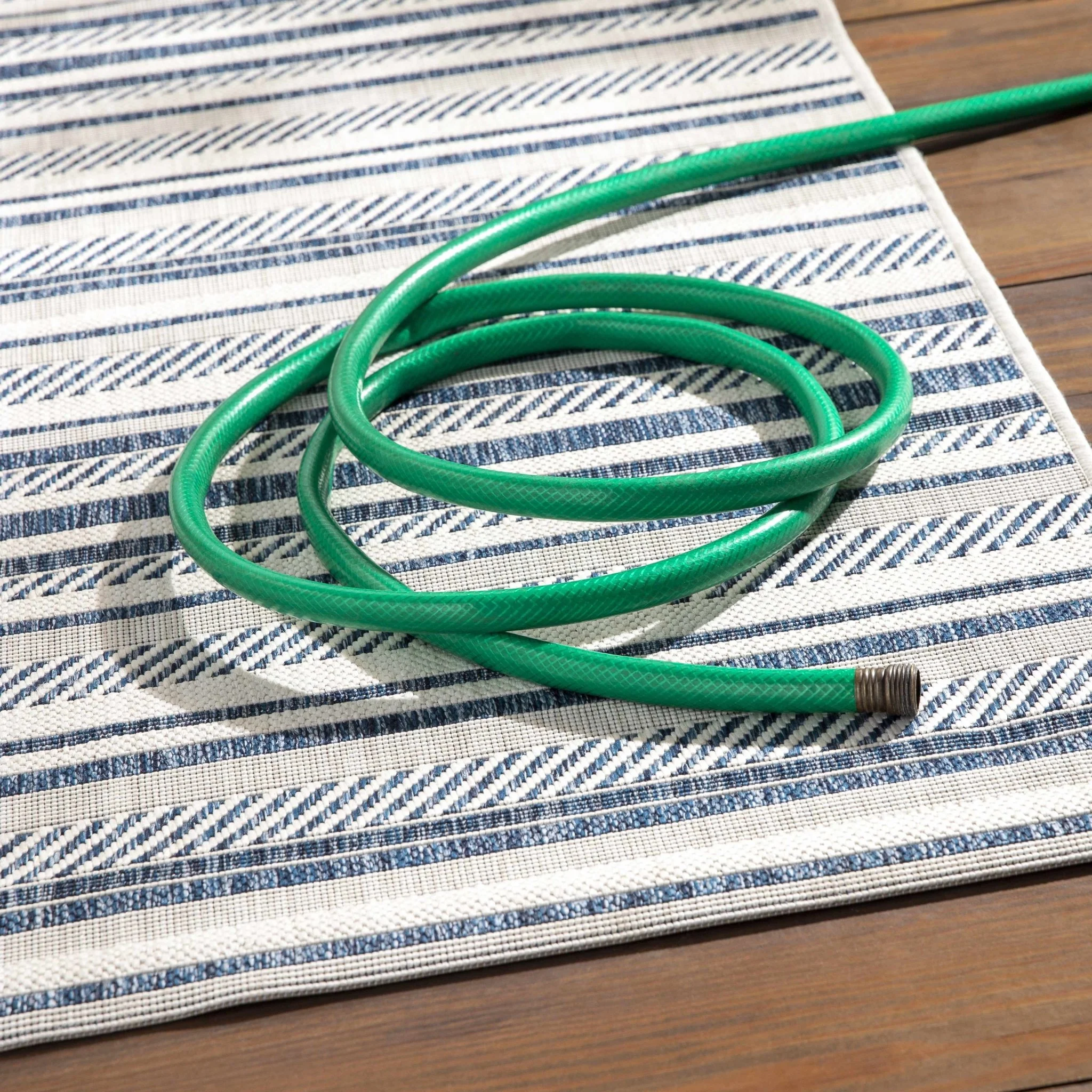 Modern Contemporary Blue and Ivory Stripes Multi Size Area Rug - Image 19