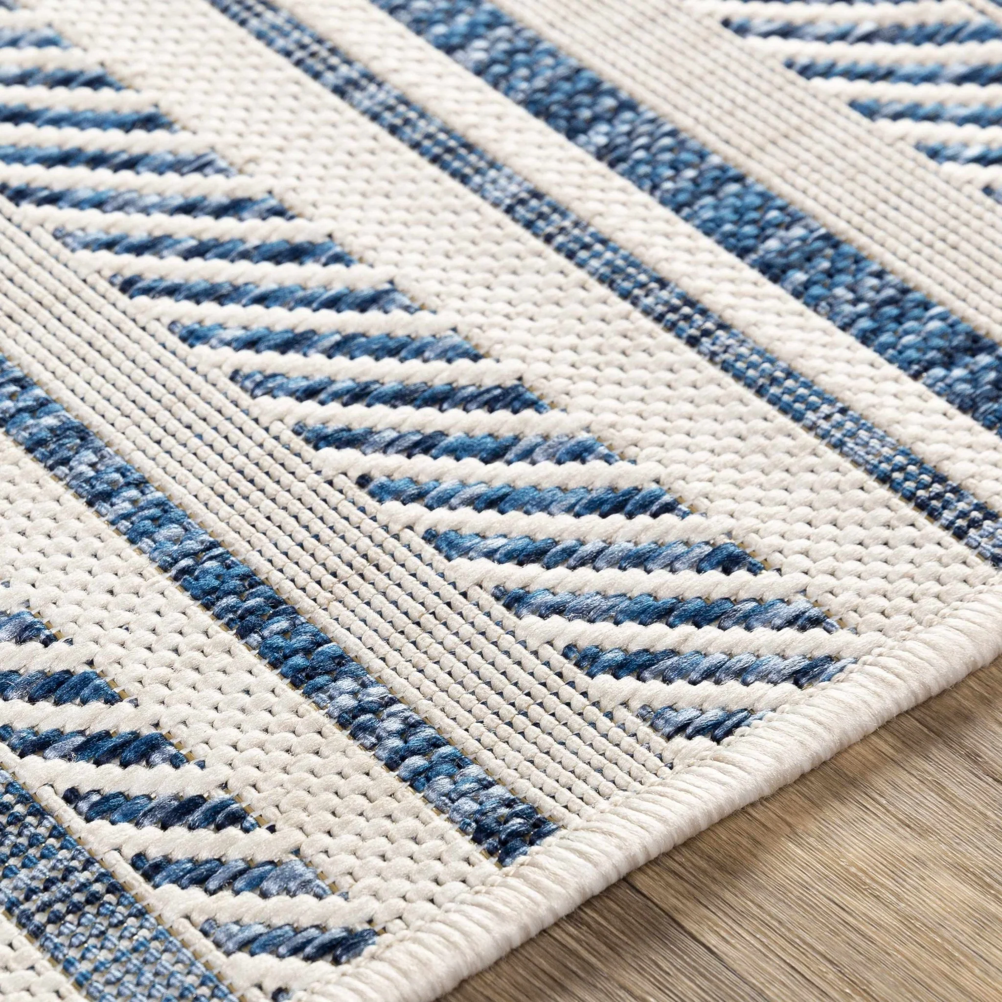 Modern Contemporary Blue and Ivory Stripes Multi Size Area Rug - Image 6