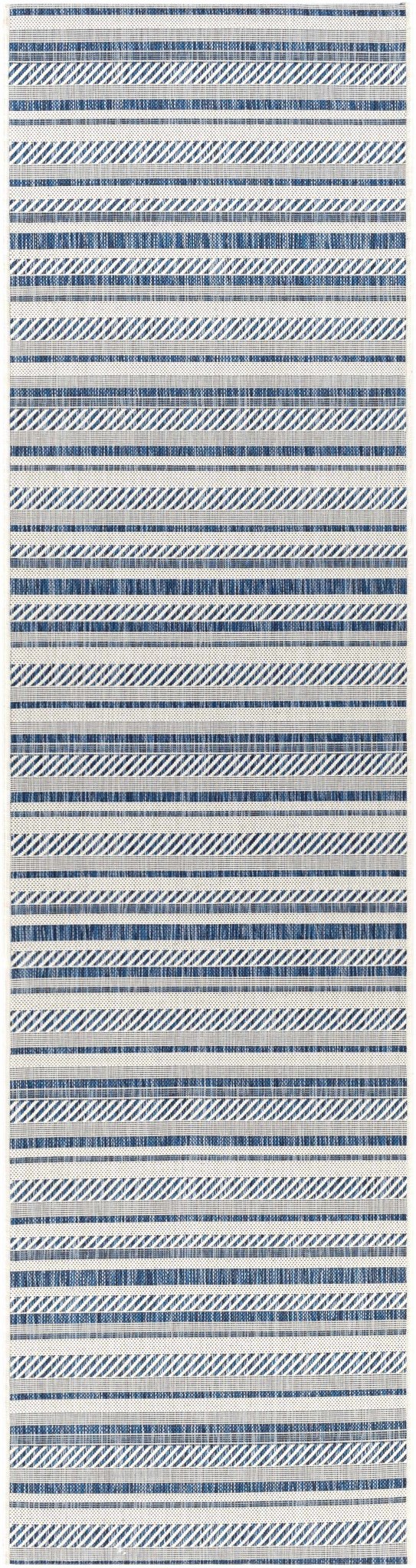 Modern Contemporary Blue and Ivory Stripes Multi Size Area Rug - Image 9