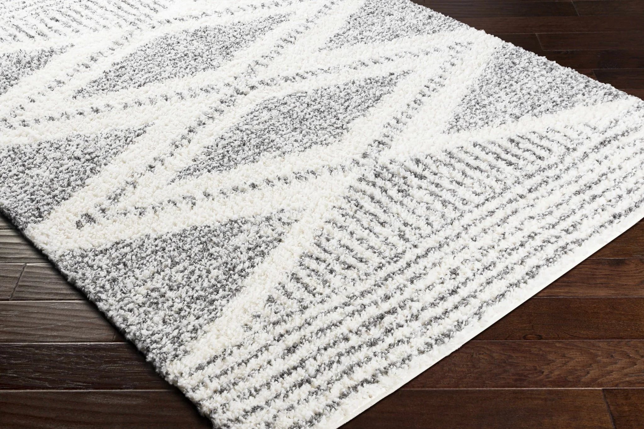 Modern Contemporary Charcoal and Ivory Geometric design Plush pile Area Rug - Image 10