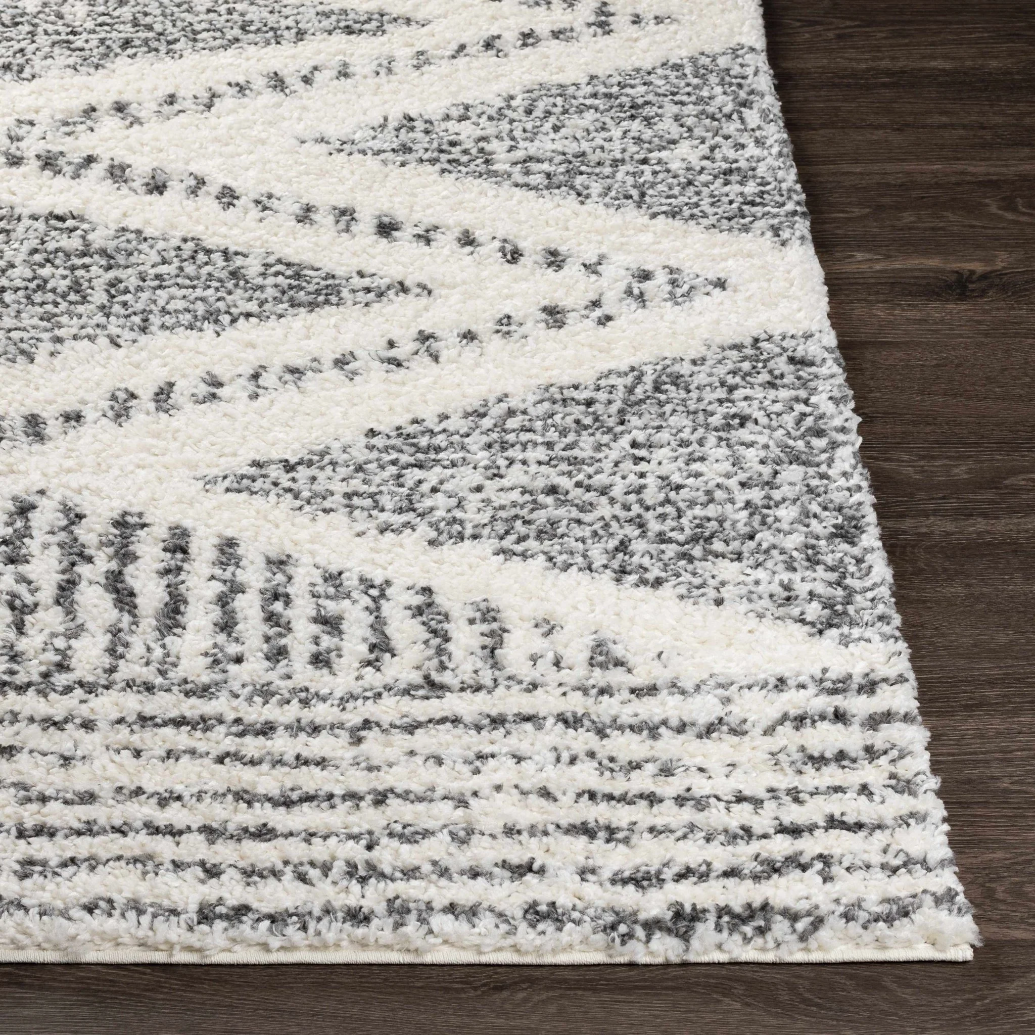 Modern Contemporary Charcoal and Ivory Geometric design Plush pile Area Rug - Image 11