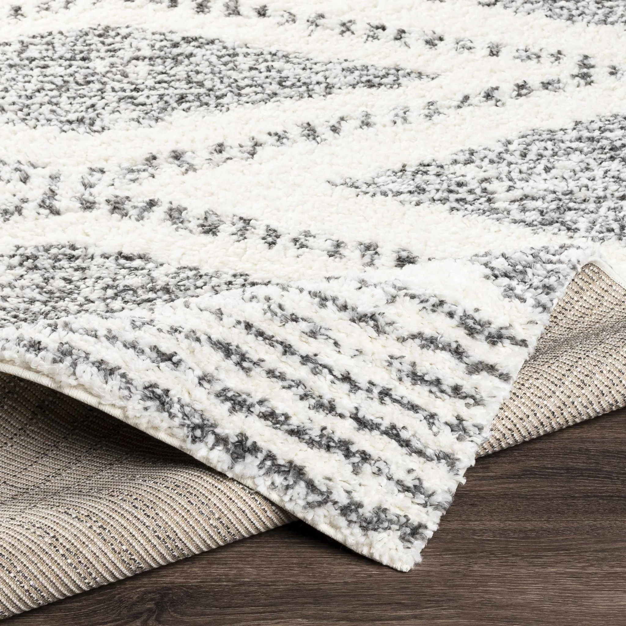 Modern Contemporary Charcoal and Ivory Geometric design Plush pile Area Rug - Image 12