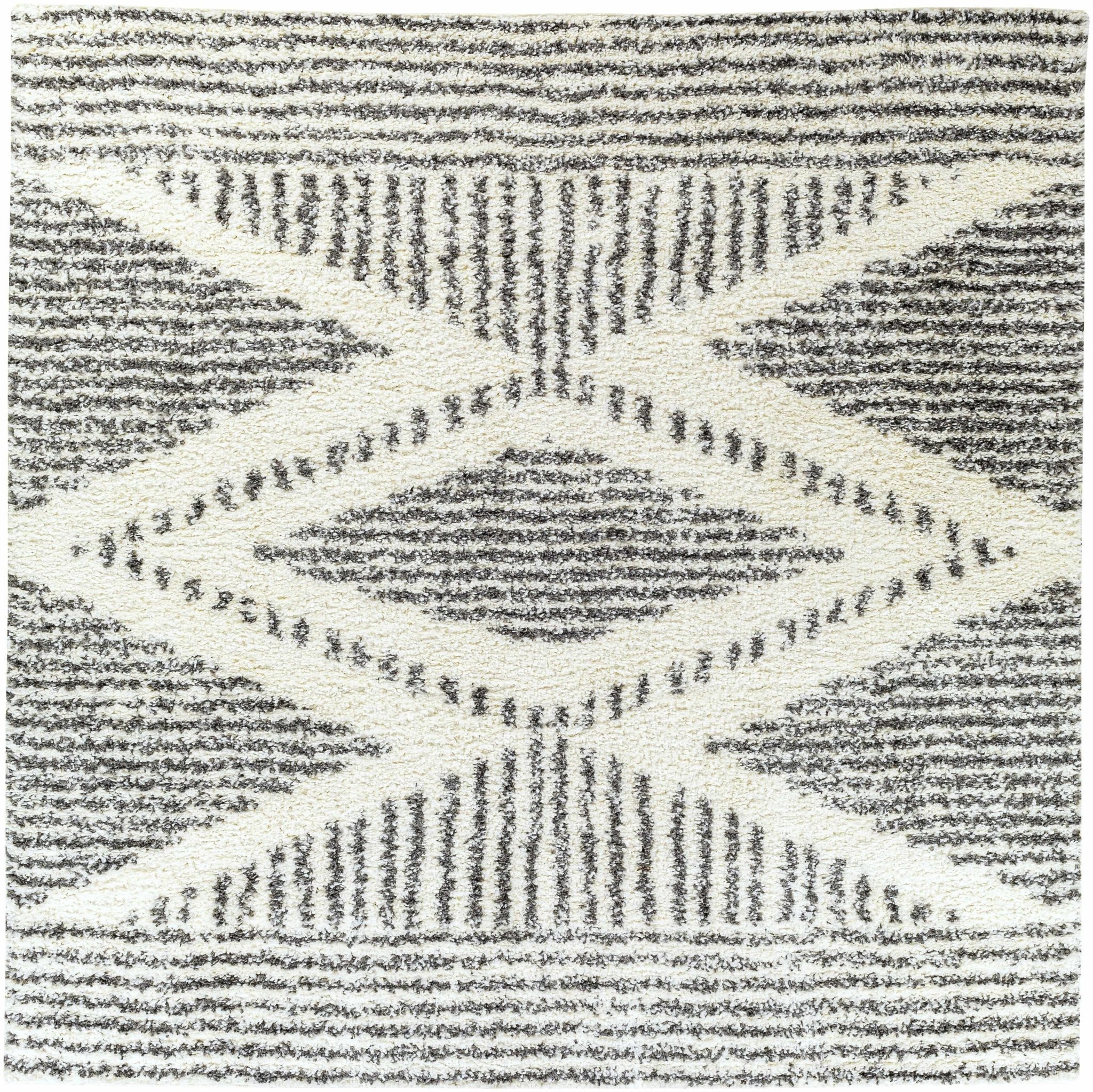 Modern Contemporary Charcoal and Ivory Geometric design Plush pile Area Rug - Image 15