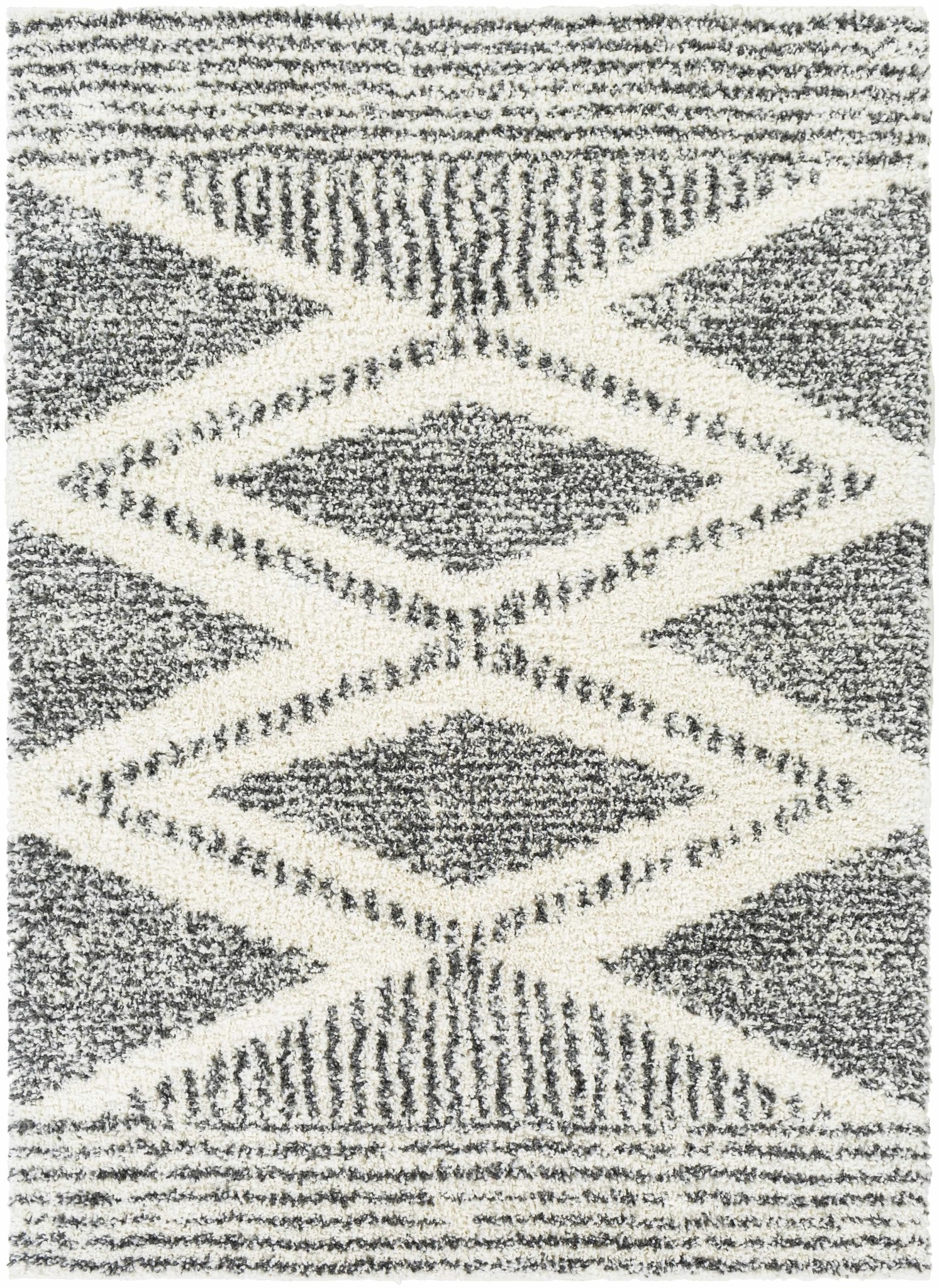 Modern Contemporary Charcoal and Ivory Geometric design Plush pile Area Rug - Image 16