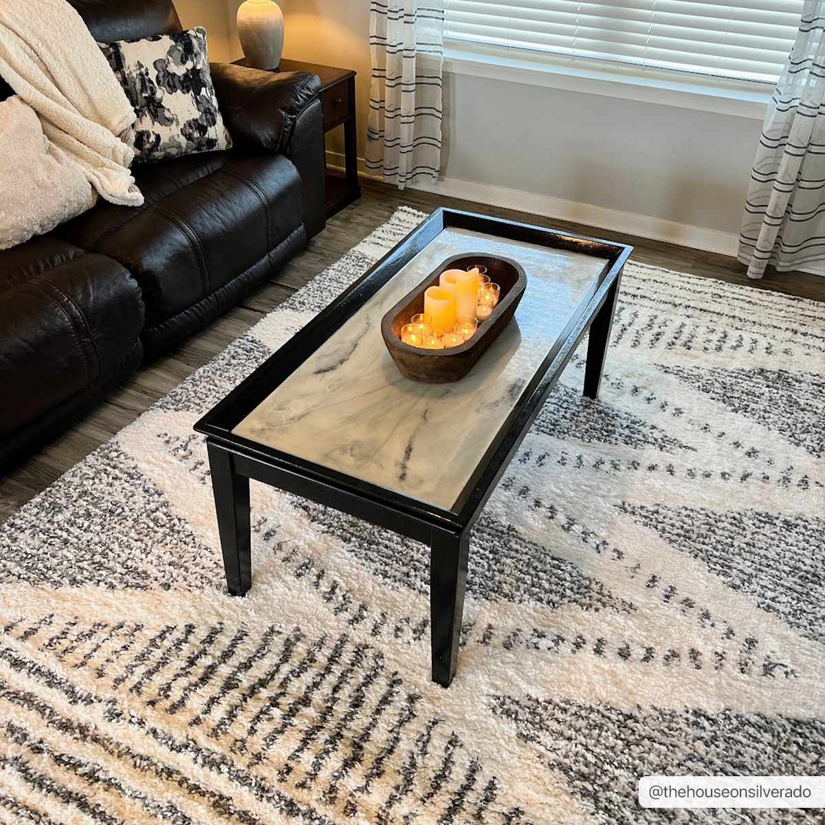 Modern Contemporary Charcoal and Ivory Geometric design Plush pile Area Rug - Image 2