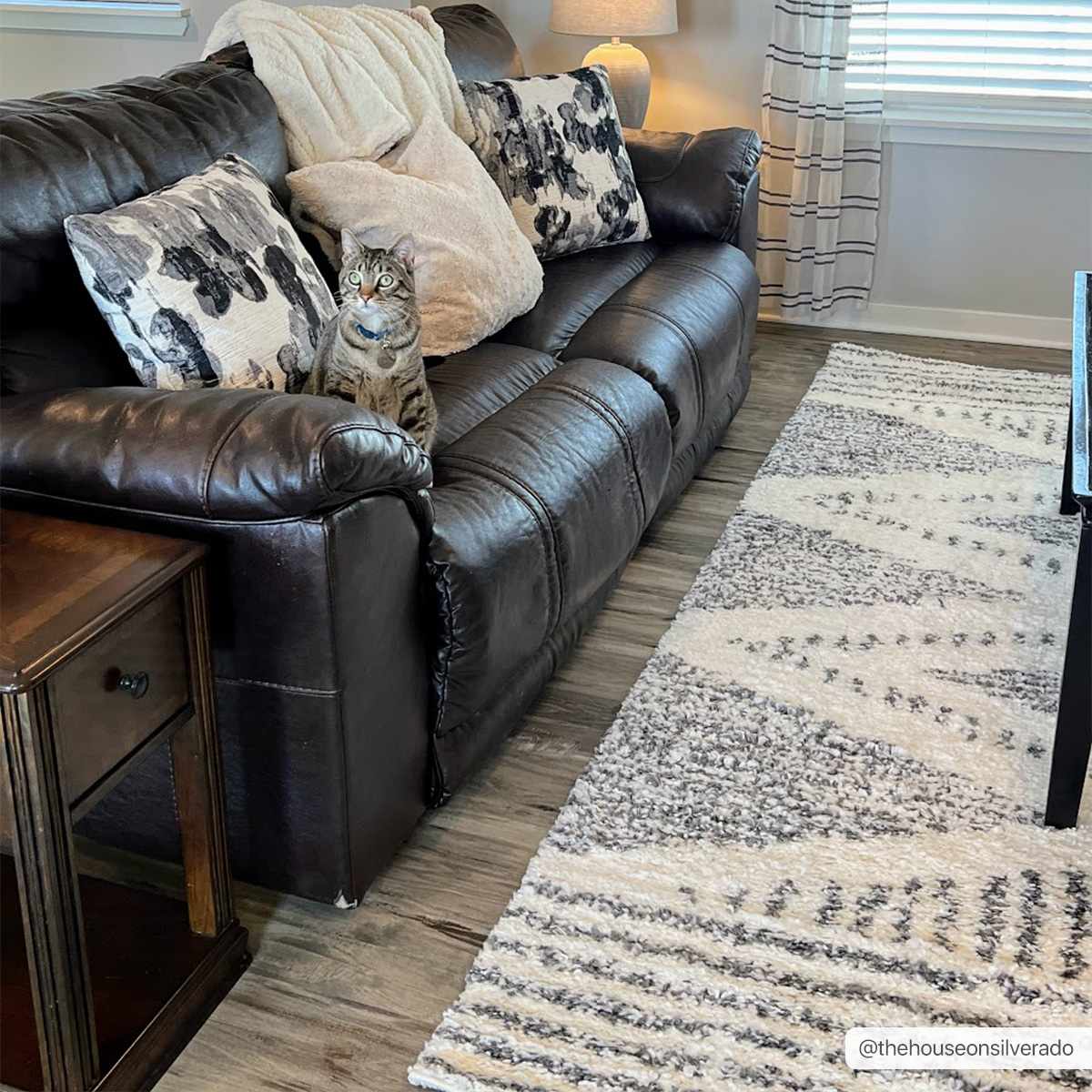 Modern Contemporary Charcoal and Ivory Geometric design Plush pile Area Rug - Image 4