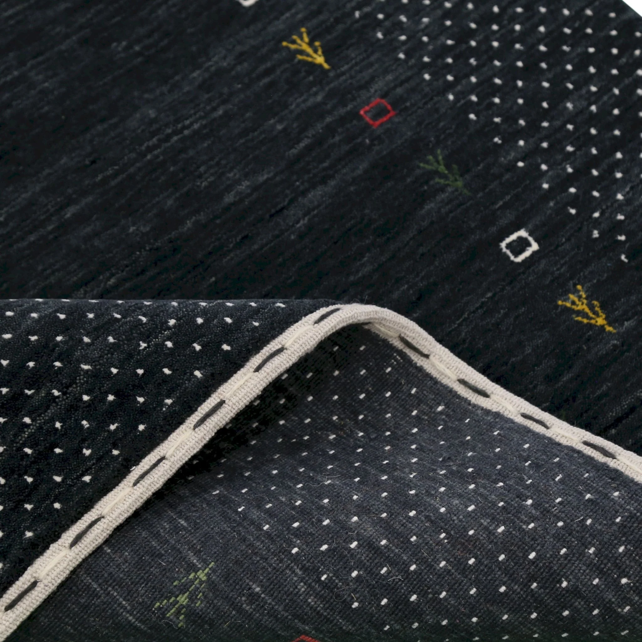 Contemporary Charcoal Gabbeh Border Hand Loomed Wool Area Rug - Image 10