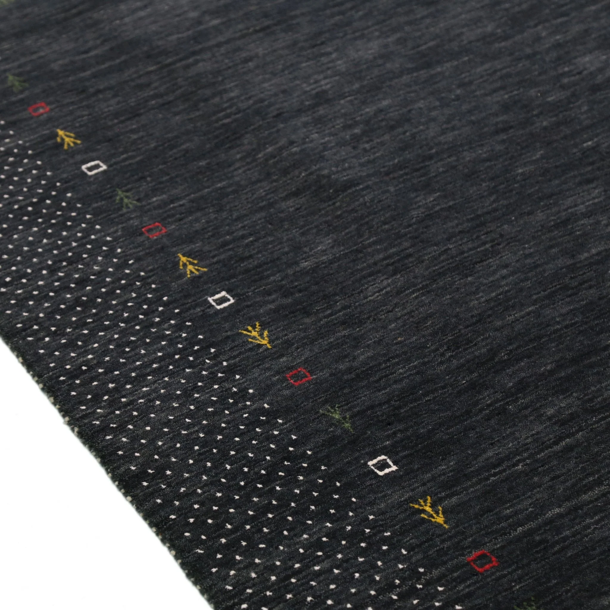 Contemporary Charcoal Gabbeh Border Hand Loomed Wool Area Rug - Image 11