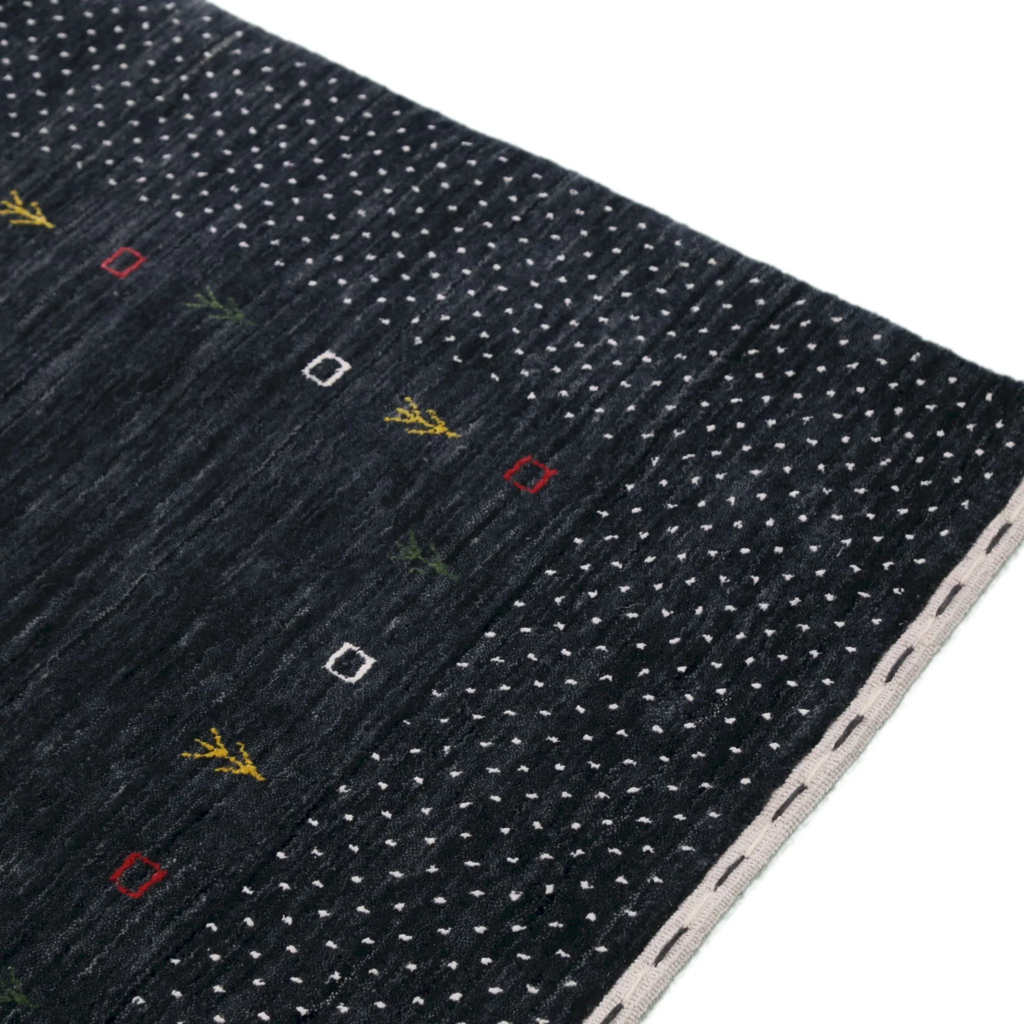Contemporary Charcoal Gabbeh Border Hand Loomed Wool Area Rug - Image 13