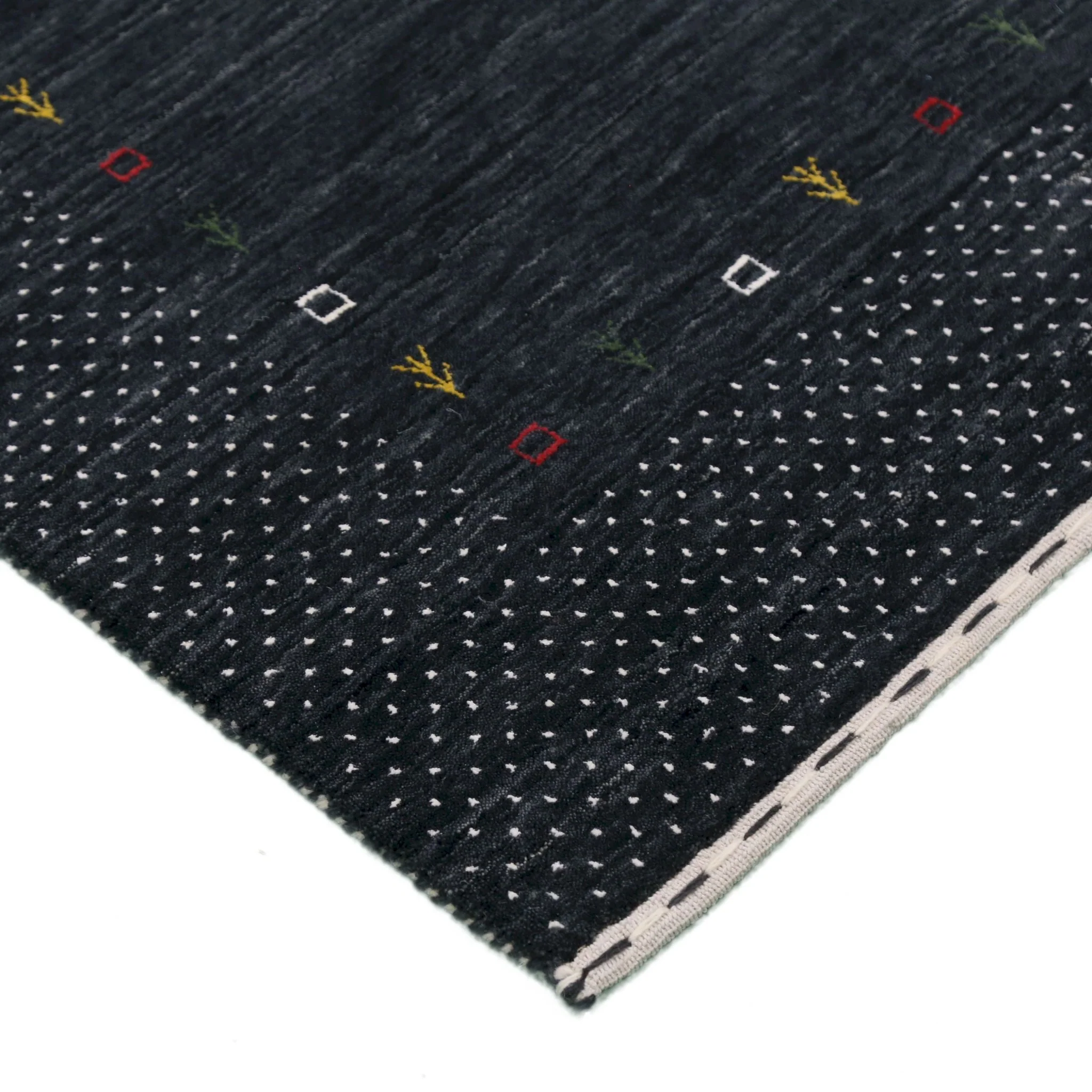 Contemporary Charcoal Gabbeh Border Hand Loomed Wool Area Rug - Image 6