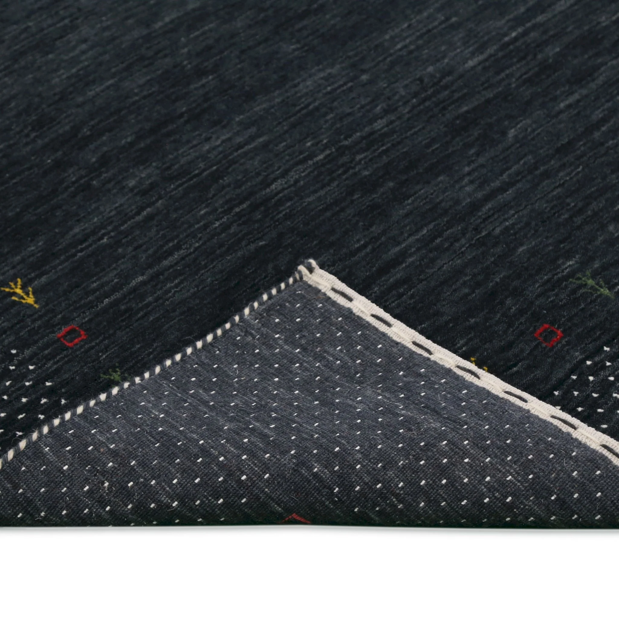 Contemporary Charcoal Gabbeh Border Hand Loomed Wool Area Rug - Image 7