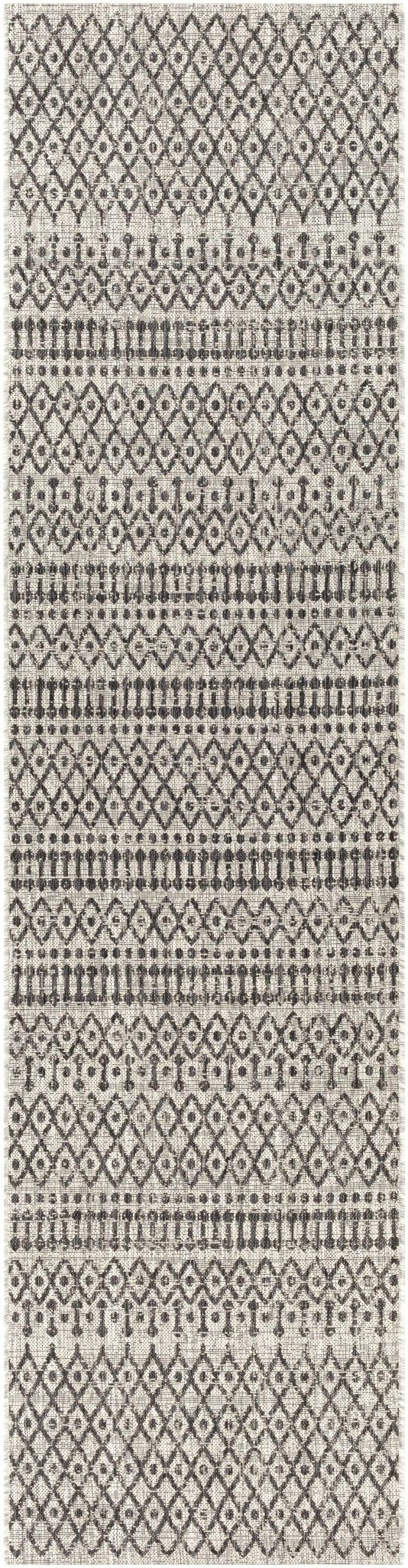 Contemporary Charcoal and Beige Tribal Design flatwoven Area Rug - Image 11