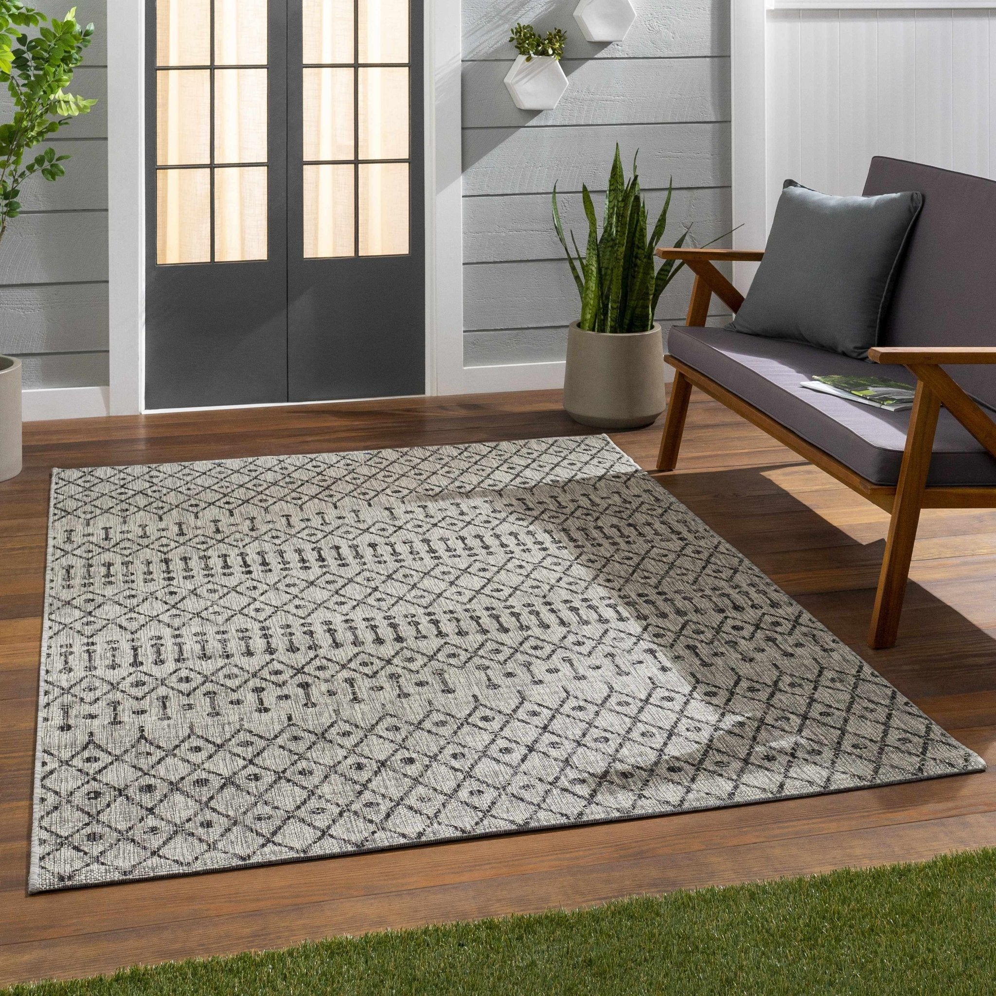 Contemporary Charcoal and Beige Tribal Design flatwoven Area Rug - Image 15