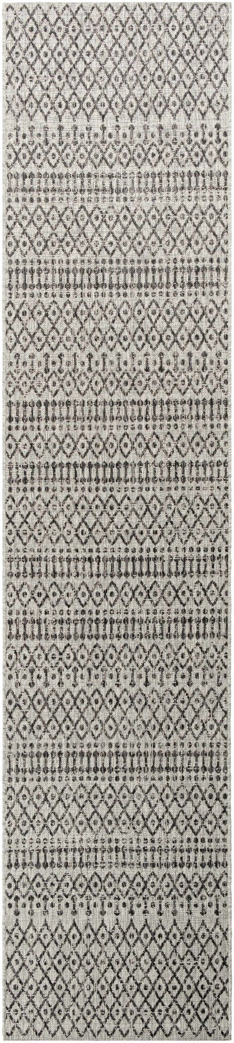 Contemporary Charcoal and Beige Tribal Design flatwoven Area Rug - Image 16