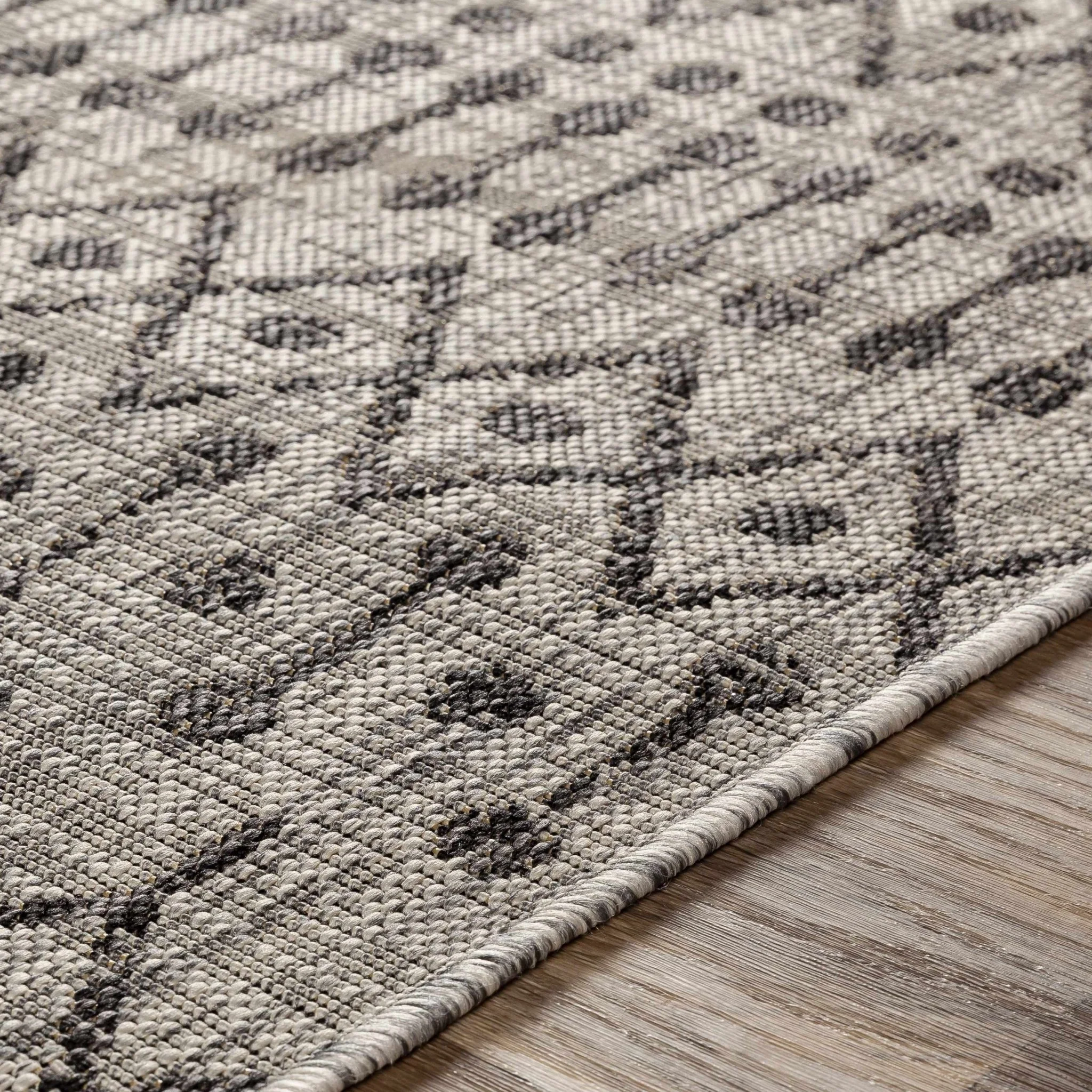 Contemporary Charcoal and Beige Tribal Design flatwoven Area Rug - Image 7