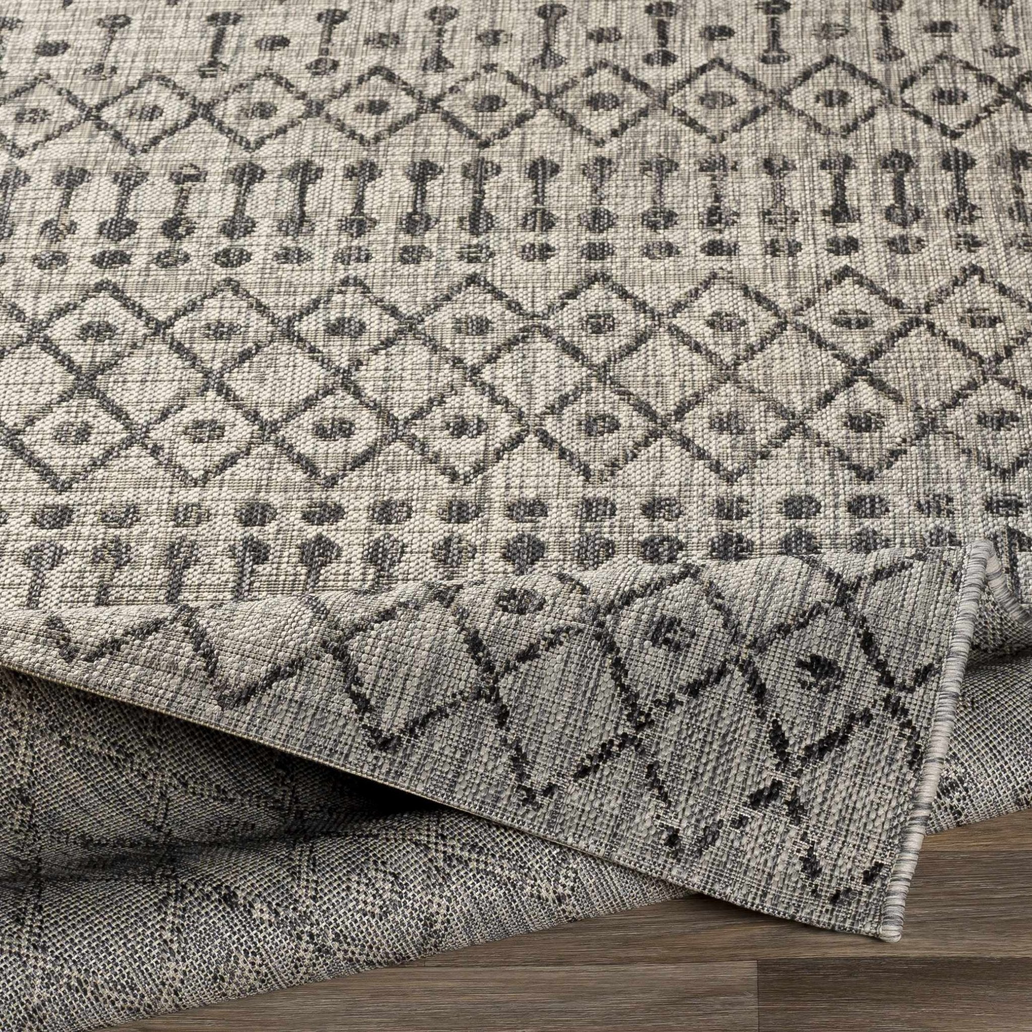 Contemporary Charcoal and Beige Tribal Design flatwoven Area Rug - Image 8